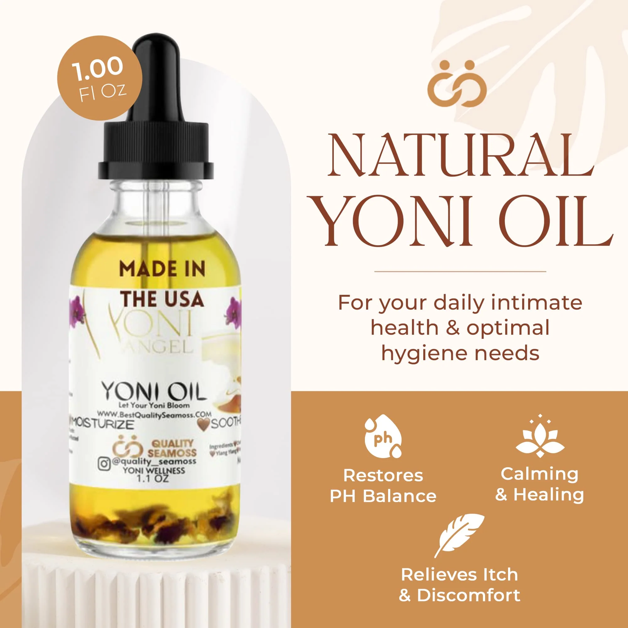 USA Made Yoni Oil, Restores pH Balance, Relieves Drynesss Mint Fresh Feminine Care Oil, Reduces Odor, All Natural, Herbal Yoni Blend Tea Tree, Mint, Lemongrass, Jasmine & Chamomile - Image 7