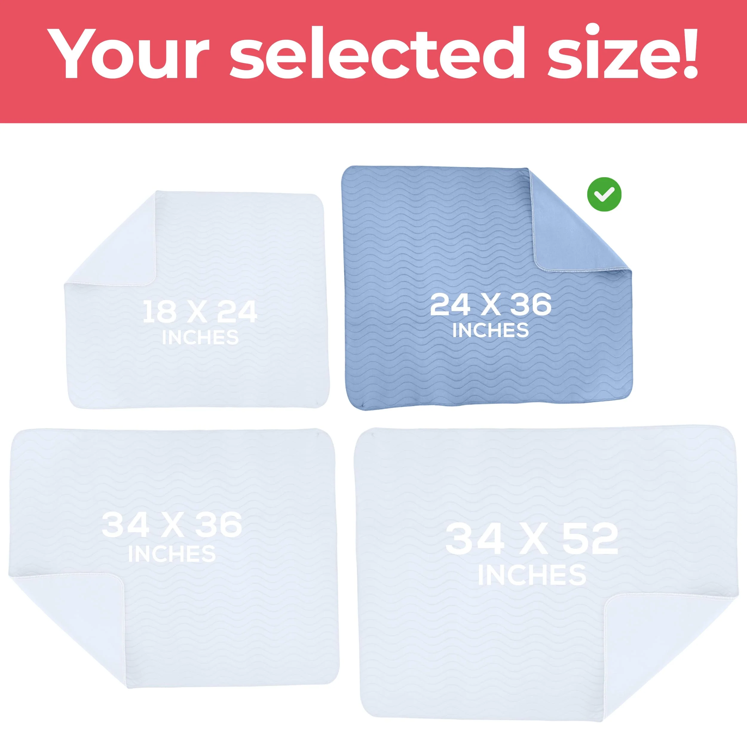 Utopia Bedding Washable Underpads 24" x 36" (Pack of 4), Waterproof Reusable Heavy Absorbency Incontinence Bed Pads for Adults, Kids, Elderly and Pets, Bedwetting Pads for Sofa and Couch (Blue) - Image 5
