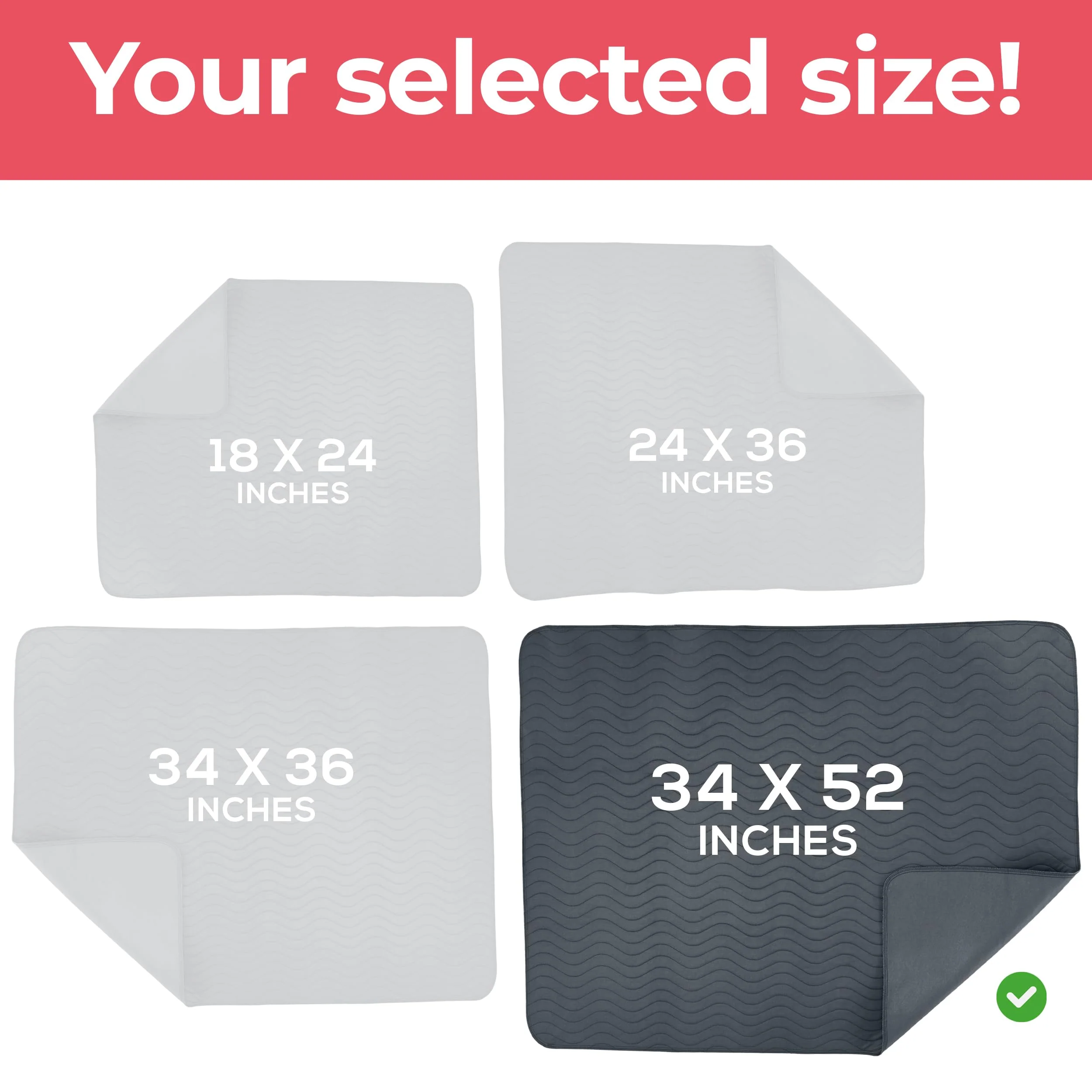 Utopia Bedding Washable Underpads 34" x 52" (Pack of 4), Waterproof Reusable Heavy Absorbency Incontinence Bed Pads for Adults, Kids, Elderly and Pets, Bedwetting Pads for Sofa and Couch (Grey) - Image 4