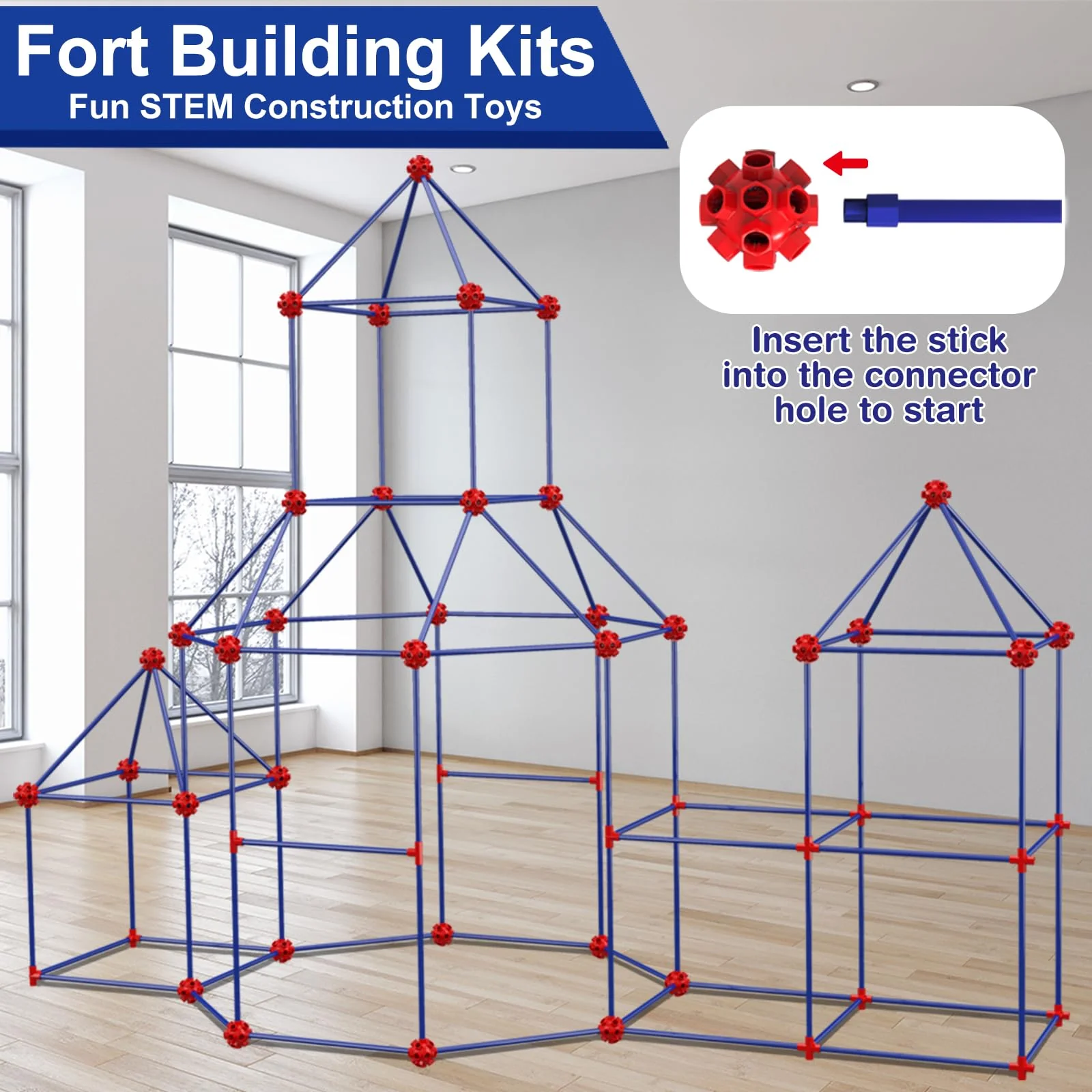 V-Opitos 180 Pack Fort Building Kits for Kids Age 4, 5, 6, 7, 8+ Years Old, Creative STEM Building Toys for DIY Castles, Tunnels, Play Tent, Ideal Christmas, Birthday Gifts for Boys & Girls - Image 6