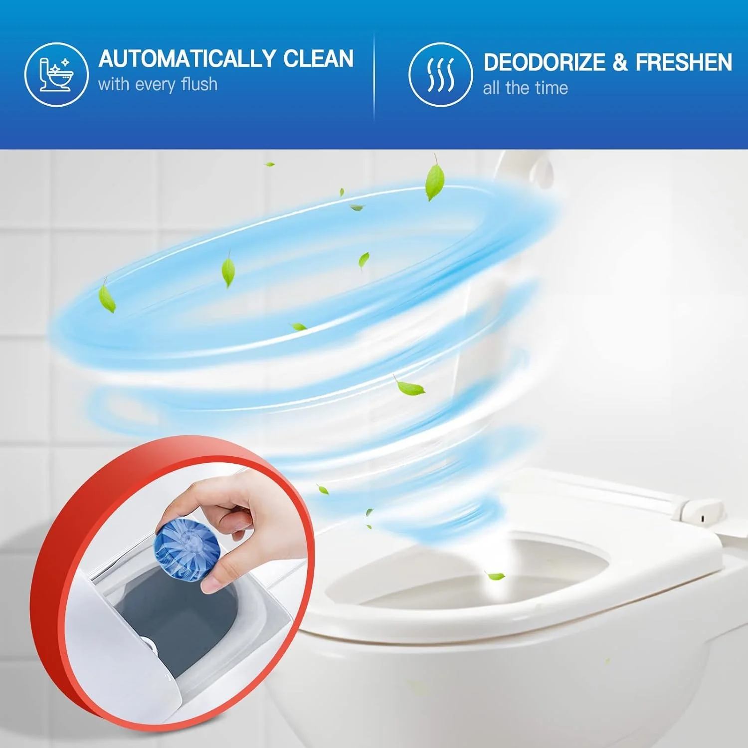 Vacplus Automatic Toilet Bowl Cleaner Tablets, Bathroom Toilet Tank Cleaner (50 PACK), VA-T165 - Image 7