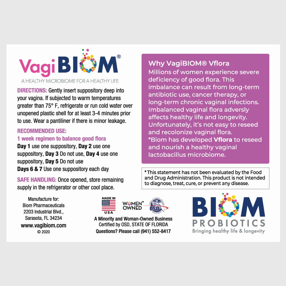 VagiBiom 5-Day Vflora (Lactobacillus crispatus + L. gasseri) to Balance Intimate Flora. Nourish and Nurture Good Flora for Skin Health. Ultra Potent 100% Natural Vegan (5 Suppositories) - Image 3