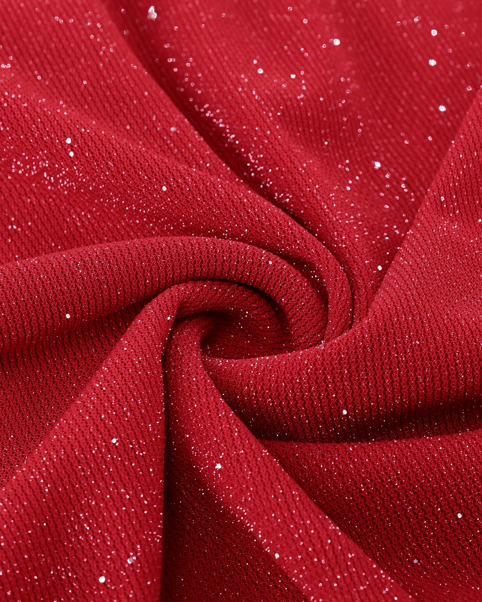 VALOLIA Women Blouses 3/4 Sleeve: Dressy - Sparkly Tops for Women - Ladies Christmas Flattering Blouse V Neck Casual Tunic Tops Loose Fit Layered Flowy Elegant Shirt Red XX-Large - Image 2