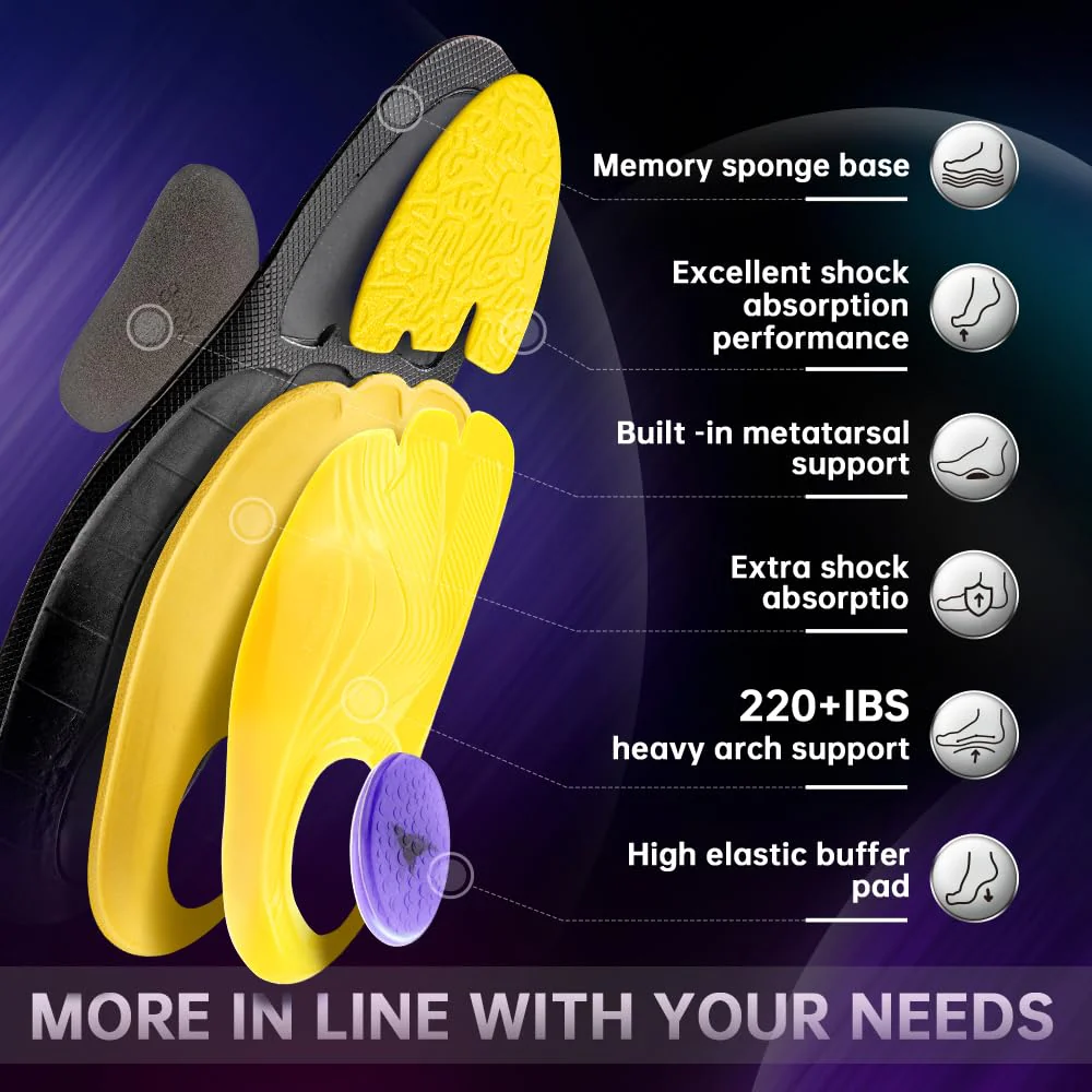VALSOLE Plantar Fasciitis Insoles for Men Women - 220+lbs Heavy Duty Support Pain Relief Orthotics - High Arch Insoles - for Flat Feet - Metatarsalgia - Arch Pain - Work Boot Shoe Insole(244mm) - Image 5