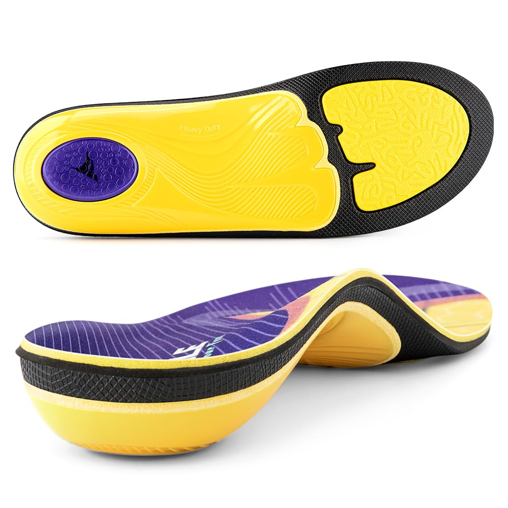 VALSOLE Plantar Fasciitis Insoles for Men Women - 220+lbs Heavy Duty Support Pain Relief Orthotics - High Arch Insoles - for Flat Feet - Metatarsalgia - Arch Pain - Work Boot Shoe Insole(261mm)