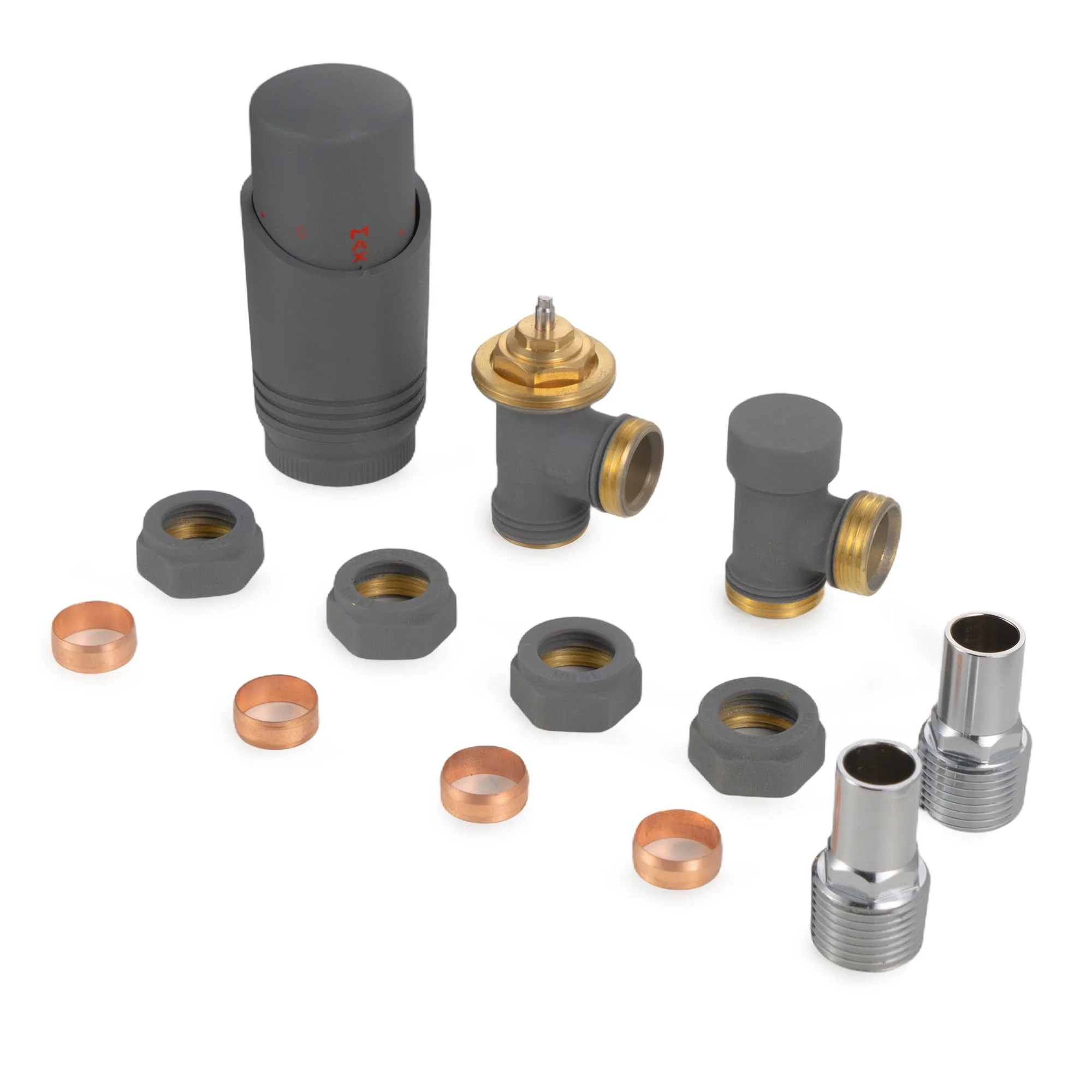 VANCOCO Anthracite Grey Thermostatic Radiator Valves 15mm (TRV) with Lockshield, 1/2"×15mm Angled Radiator Thermostat Valve, H62 Brass, Energy Saving Modern TRV for Central Heating Syetem - Image 10