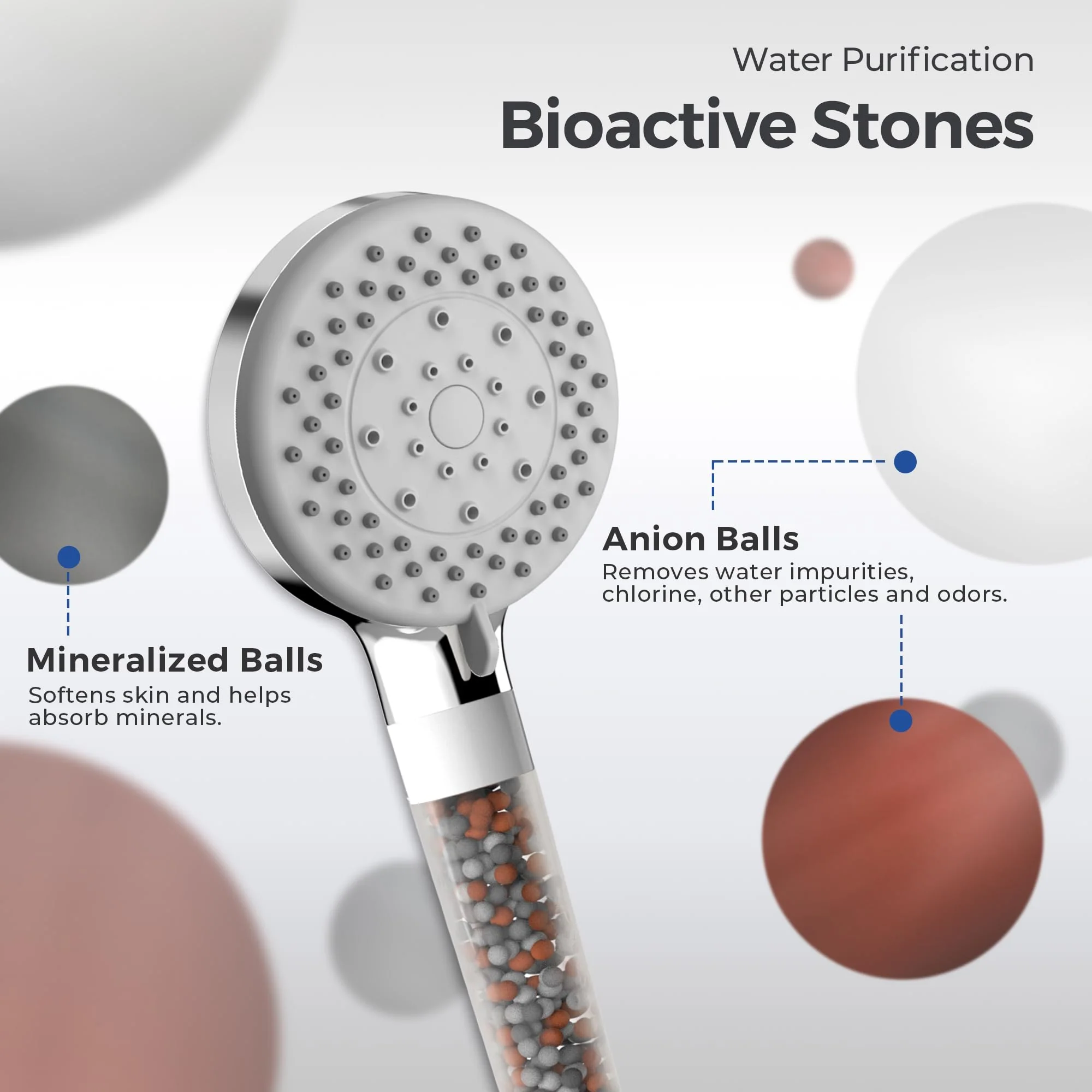 VANCOCO Handheld Shower Head with 2m Hose and Filter 5 Spray Modes Bathroom Showerhead Water Saving Universal Bath Shower Head (Chrome) - Image 7