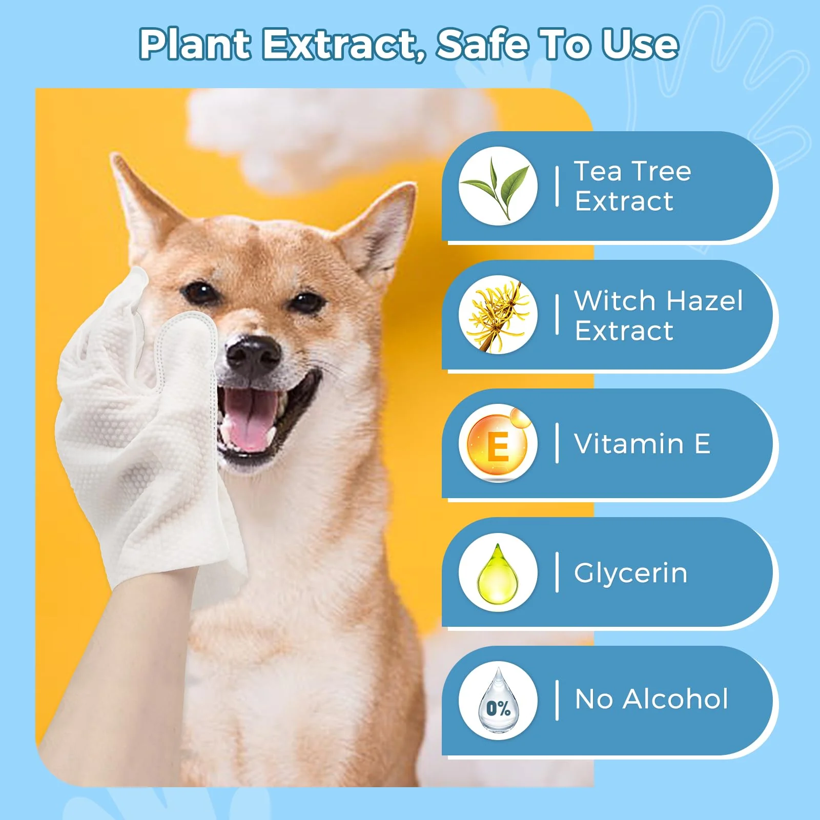 Vannon Extra Thick Pet Bathing Wipes for Dogs & Cats, Cleaning & Odor-Controlling Grooming Gloves, Nourish Fur Glove Wipes for Daily Care and Traveling, Rinse Free, Unscented, 6 PCS - Image 9