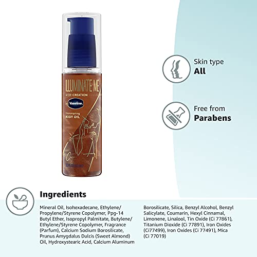 Vaseline Illuminate Me Shimmering Body Oil Created for Melanin Rich Skin, Illuminates Skin with Finishing Touch of Shimmer for Glowing Skin 3.3 oz - Image 3