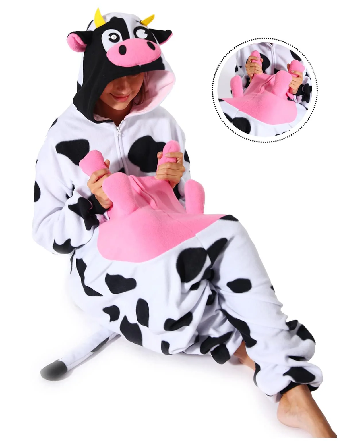 vavalad Adult Cow Onesie Costume Halloween Christmas Cosplay Cow Costumes Women Men - Image 4