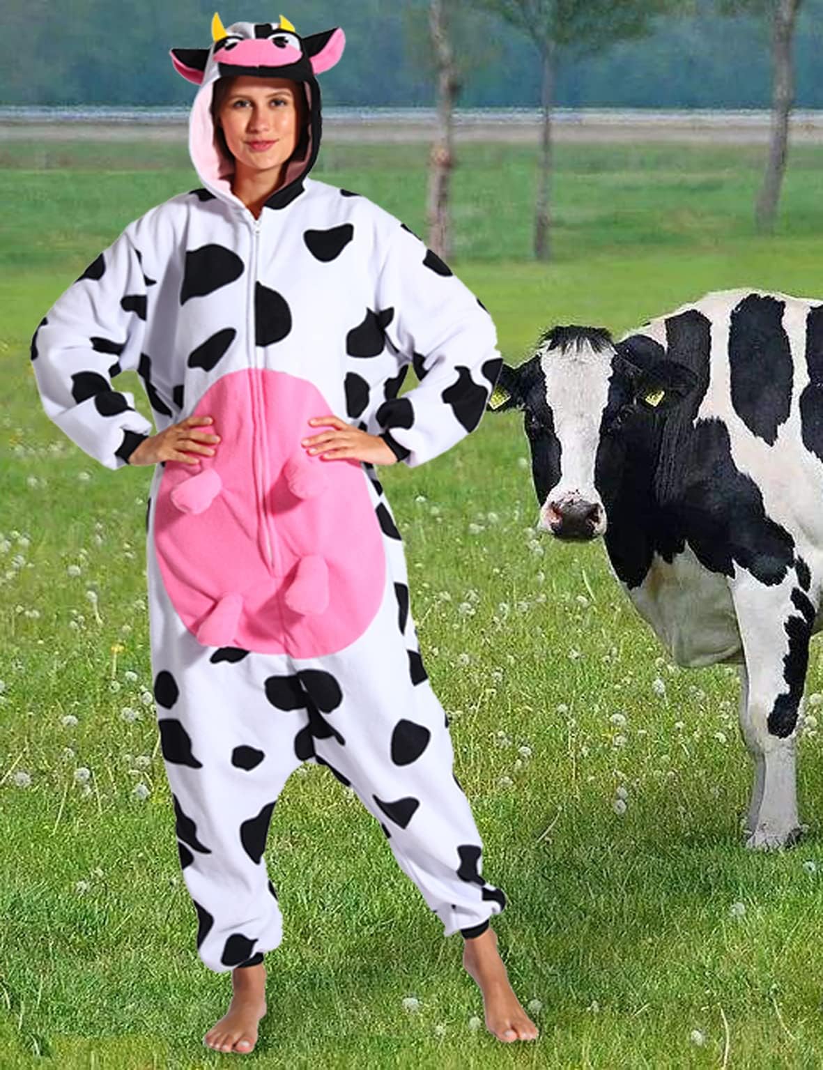 vavalad Adult Cow Onesie Costume Halloween Christmas Cosplay Cow Costumes Women Men - Image 5