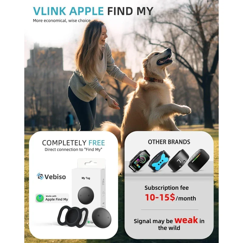 VB GPS Tracker for Dogs (1 Pack), Mini GPS Cat Tracker, Smart Pet Activity Tracker (iOS Only), No Monthly Fee, Compatible with Apple Find My, Anti-Lost, Finder Tag for Vehicles/Pets/Kids/Items - Image 9