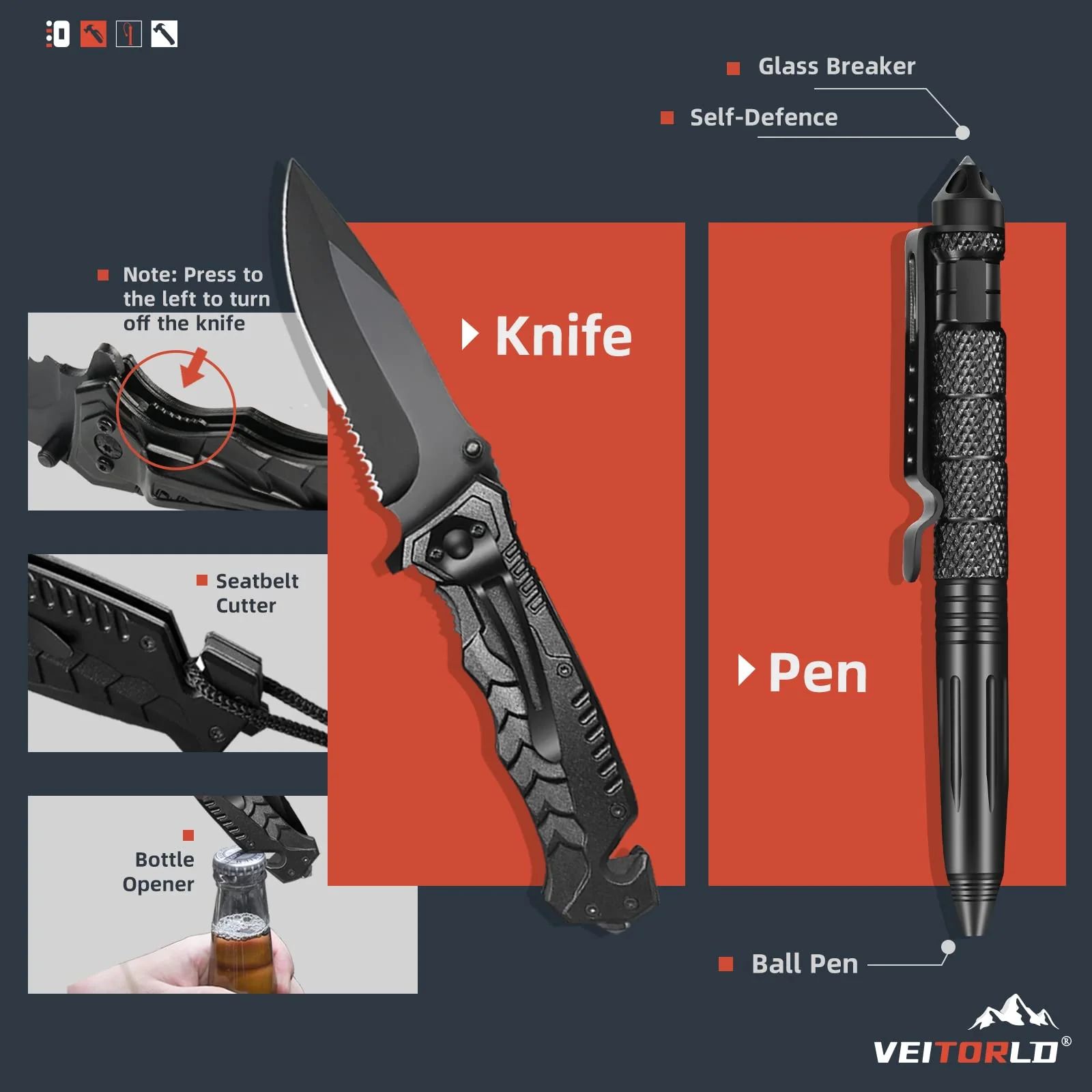 VEITORLD Gifts for Men Dad Him Christmas - Survival Gear and Equipment 12 in 1, Survival Kits - Cool Unique Fishing Hunting Birthday Gifts for Husband Teen Boy Boyfriend Women, Mens Stocking Stuffers - Image 7