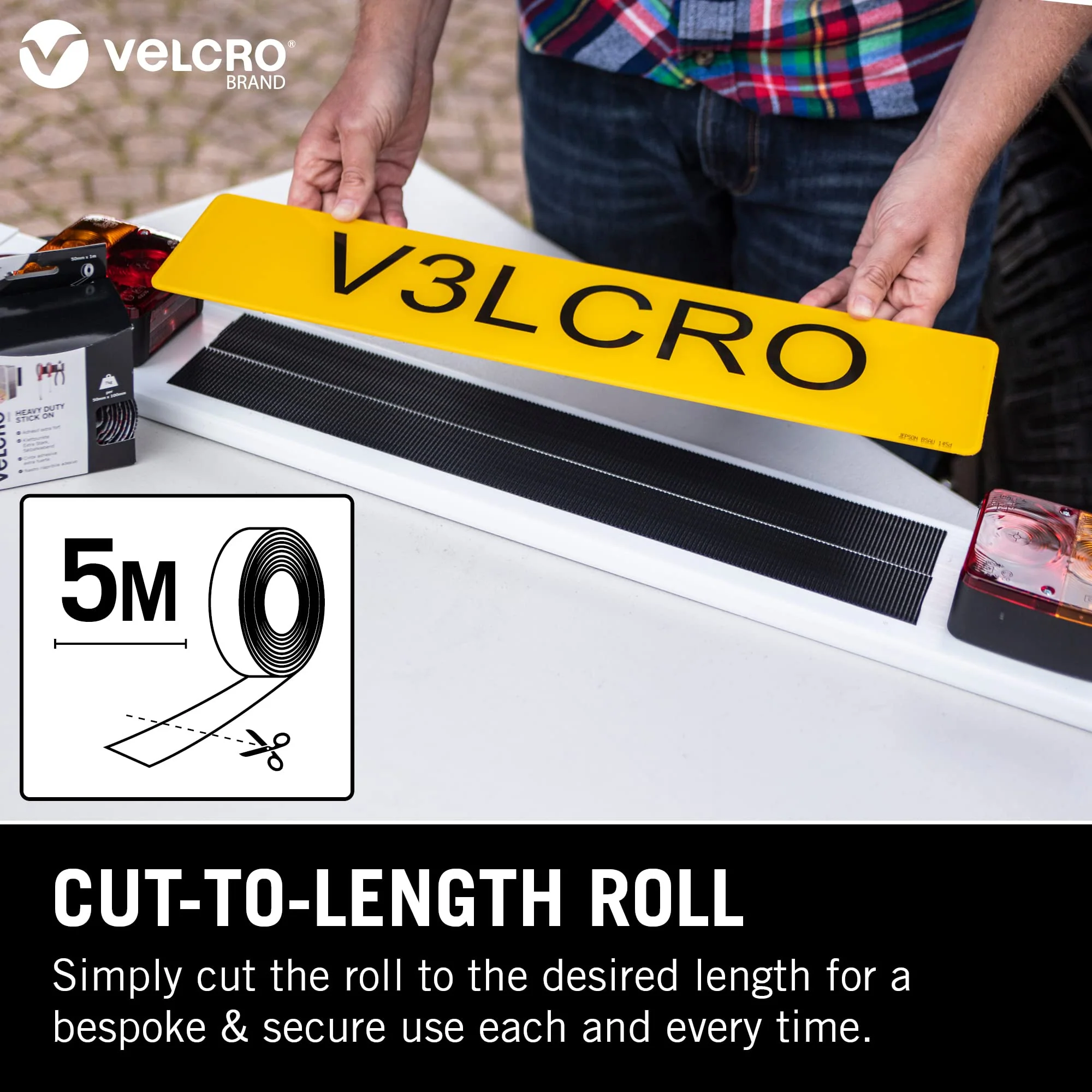 VELCRO Brand - Heavy Duty Stick On | Superior Holding Power Indoors & Outdoor Use | 50mm x 5m Tape | White - Image 3