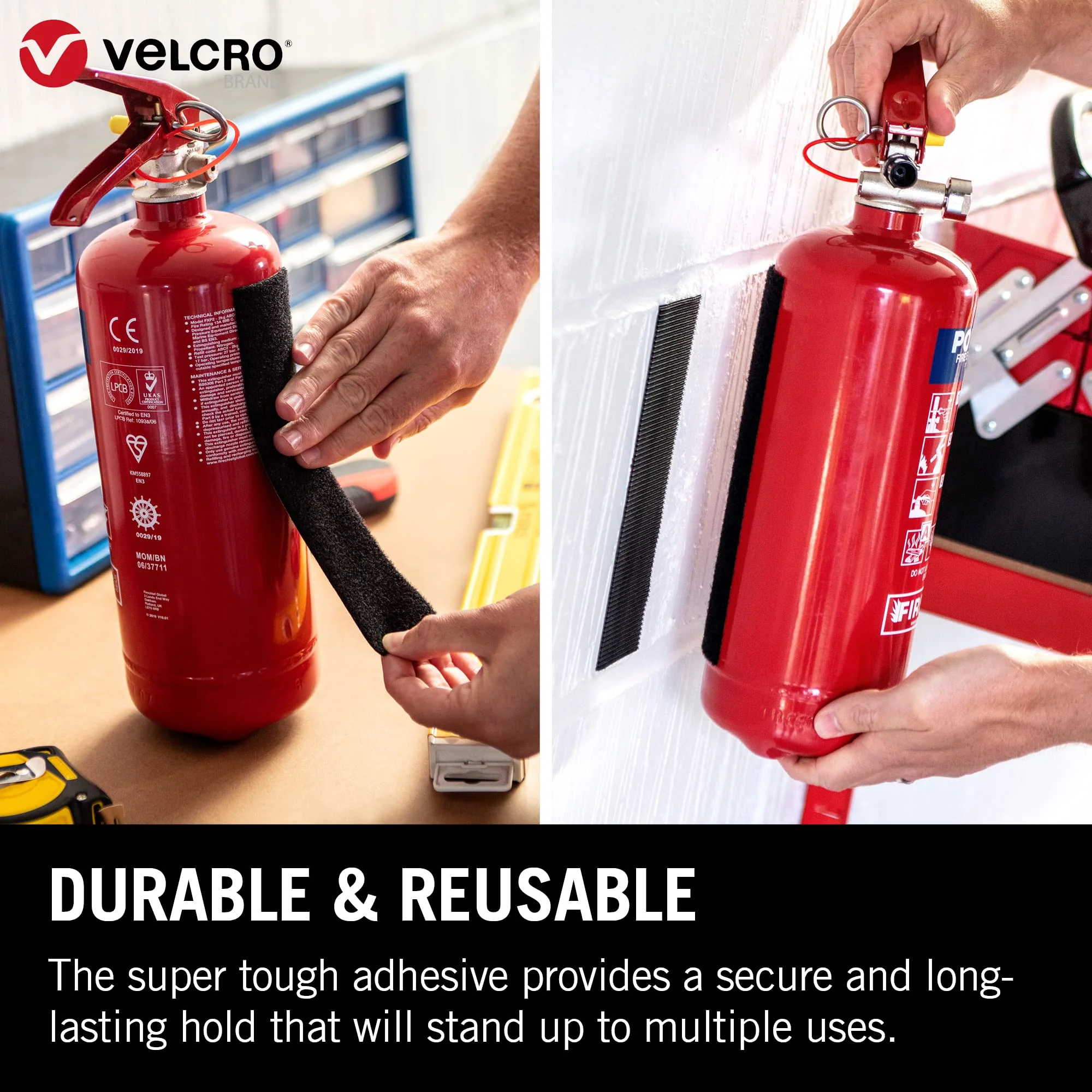 VELCRO Brand - Heavy Duty Stick On | Superior Holding Power Indoors & Outdoor Use | 50mm x 5m Tape | White - Image 4