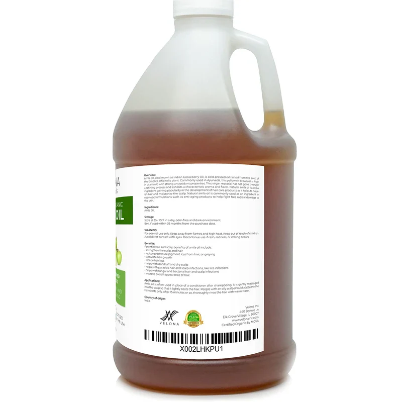 velona Amla Oil USDA Certified Organic - 64 oz | 100% Pure and Natural Carrier Oil | Extra Virgin, Unrefined, Cold Pressed - Image 5