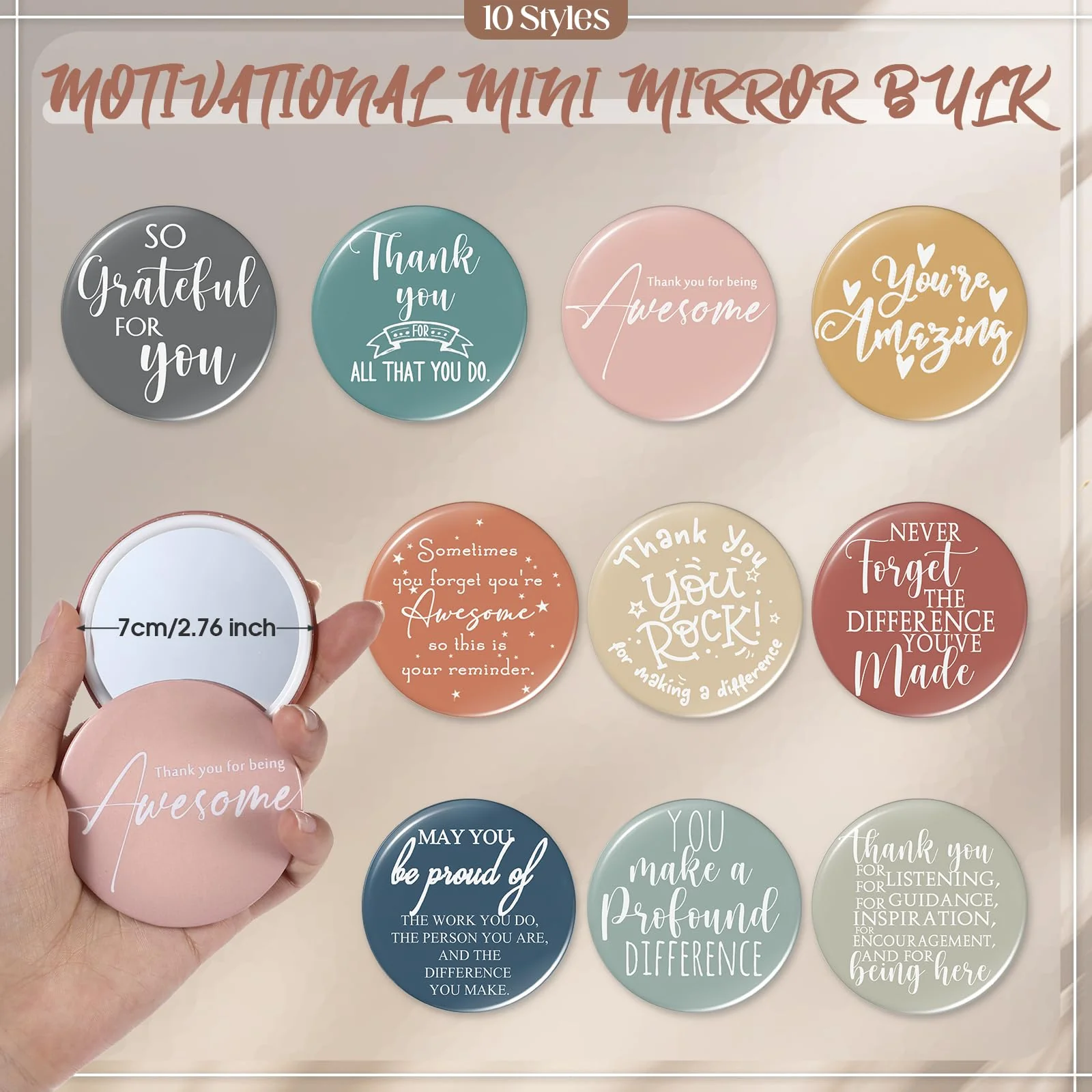 Vercraft 20 Pcs Employee Appreciation Gifts Inspirational Canvas Makeup Bags Compact Mirrors Bulk Cosmetic Bags Portable Mirror Thank You Gifts for Women Christmas Nurse Practitioner (Praise) - Image 5