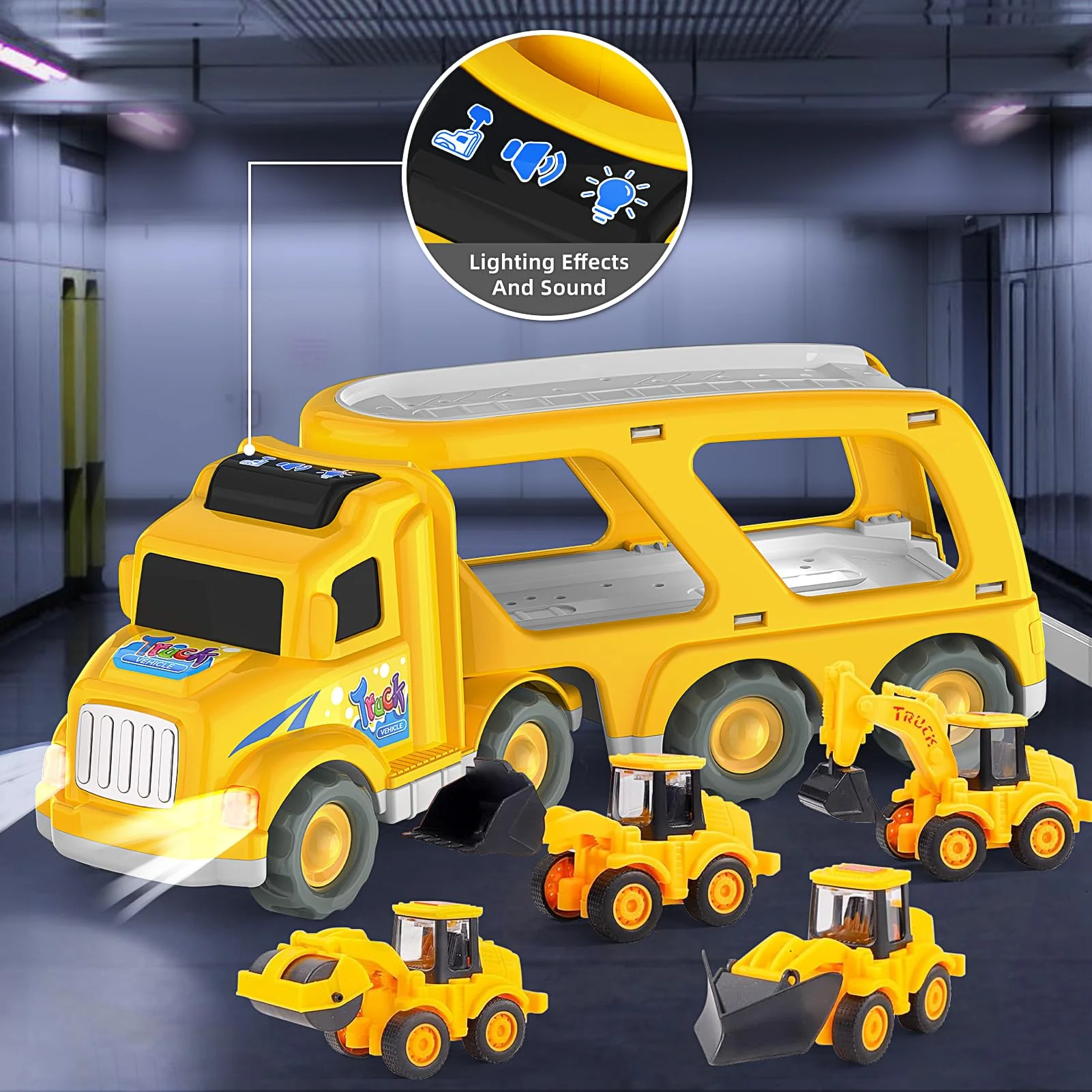 Veslier Construction Truck Toys for Boys Girls Age 1 2 3 4 5 6 Years Old,Carrier Transport Trucks for Kids 1-3 3-5 Year Old,Christmas Birthday Gift Toddler Toys. - Image 3