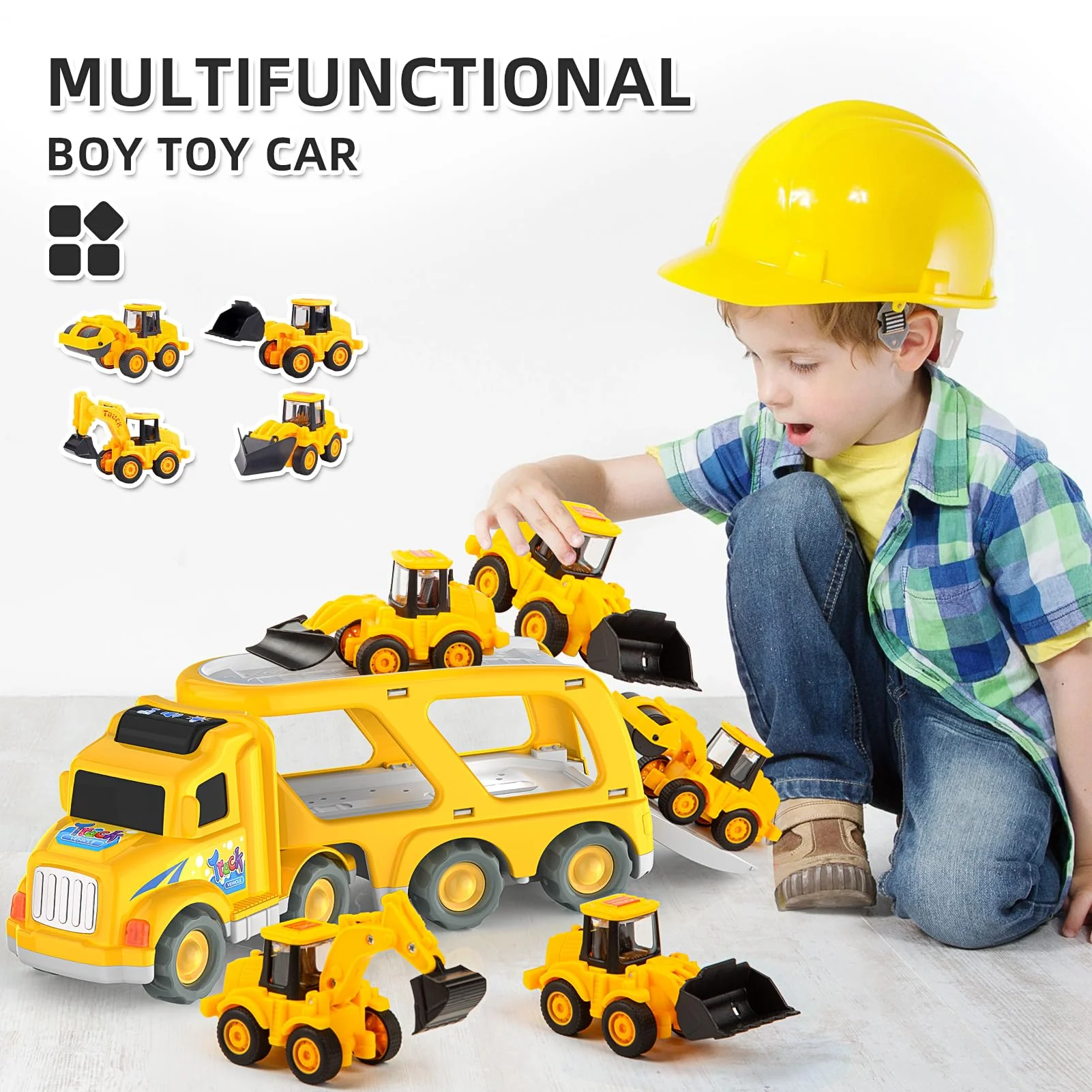 Veslier Construction Truck Toys for Boys Girls Age 1 2 3 4 5 6 Years Old,Carrier Transport Trucks for Kids 1-3 3-5 Year Old,Christmas Birthday Gift Toddler Toys. - Image 4