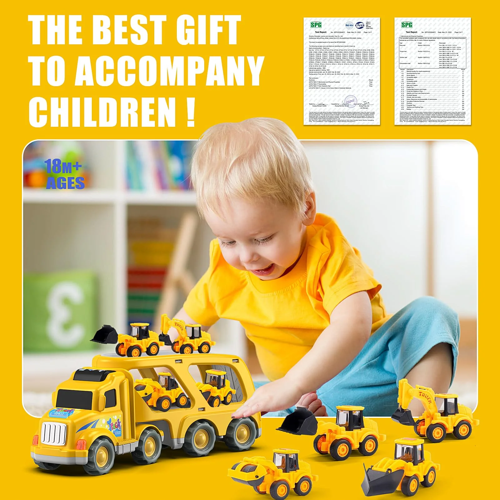 Veslier Construction Truck Toys for Boys Girls Age 1 2 3 4 5 6 Years Old,Carrier Transport Trucks for Kids 1-3 3-5 Year Old,Christmas Birthday Gift Toddler Toys. - Image 5