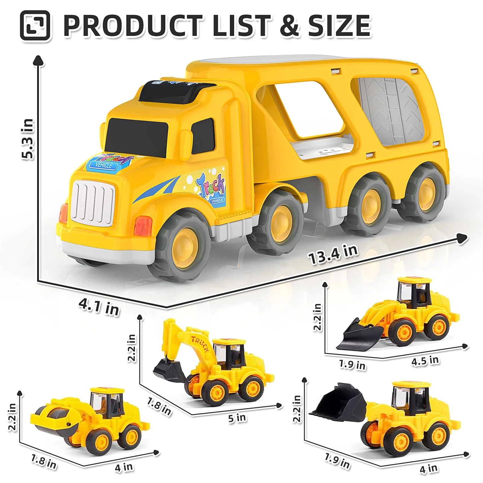 Veslier Construction Truck Toys for Boys Girls Age 1 2 3 4 5 6 Years Old,Carrier Transport Trucks for Kids 1-3 3-5 Year Old,Christmas Birthday Gift Toddler Toys. - Image 7