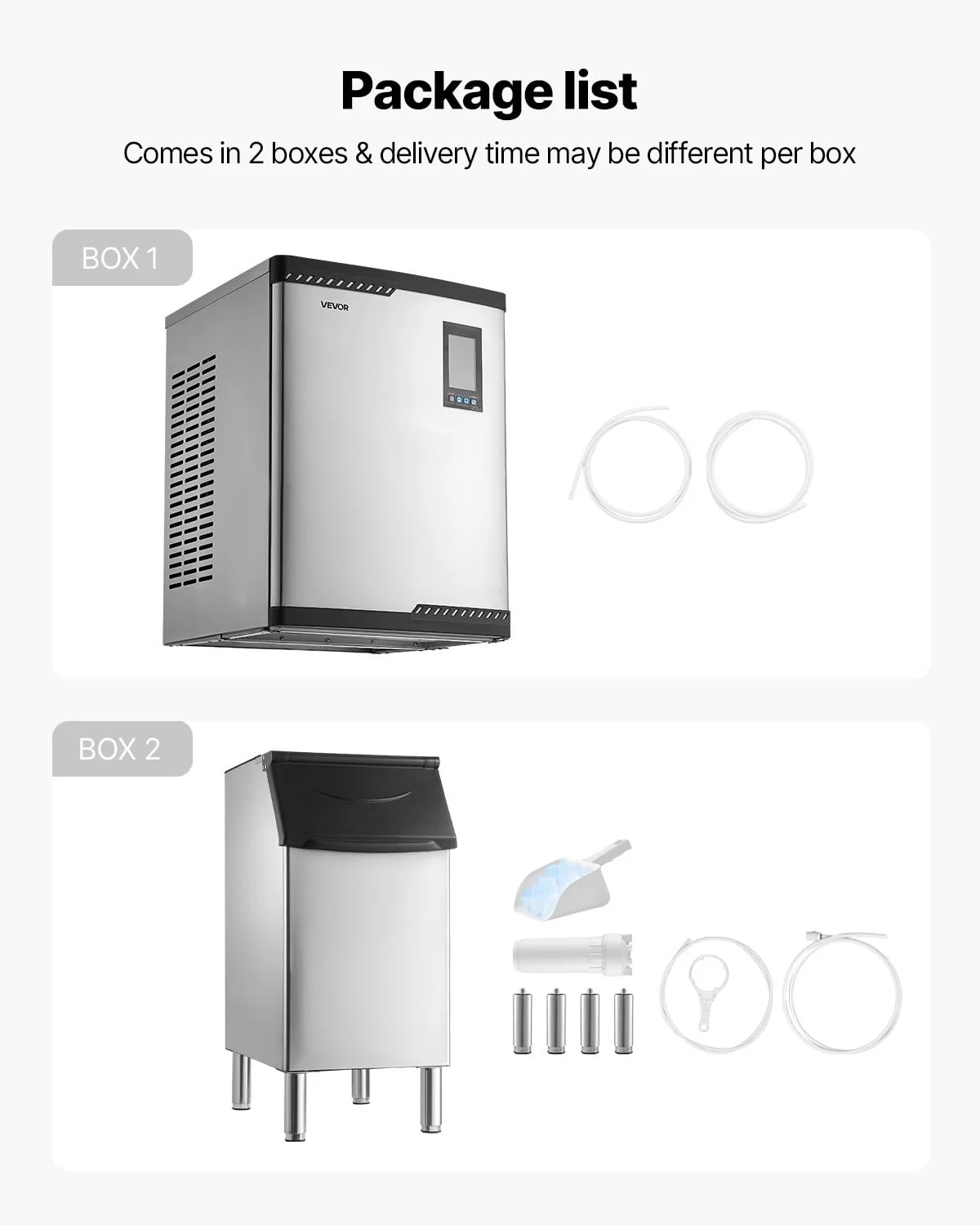 VEVOR Commercial Ice Maker Machine, 800LBS/24H Ice-Making Machine with 300LBS Stainless Steel Storage Bin, Auto Self-Cleaning Ice Maker with Touchscreen for Bar Cafe Restaurant Business Commercial - Image 4