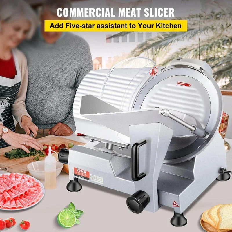 VEVOR Commercial Meat Slicer, 240W Electric Deli Food Slicer, 10" Carbon Steel Blade Electric Food Slicer, 350-400RPM Meat Slicer, 0 - 0.47 inch Thickness Adjustable for Commercial and Home Use - Blade Diameter: 7.5 inch - 180W - Image 3