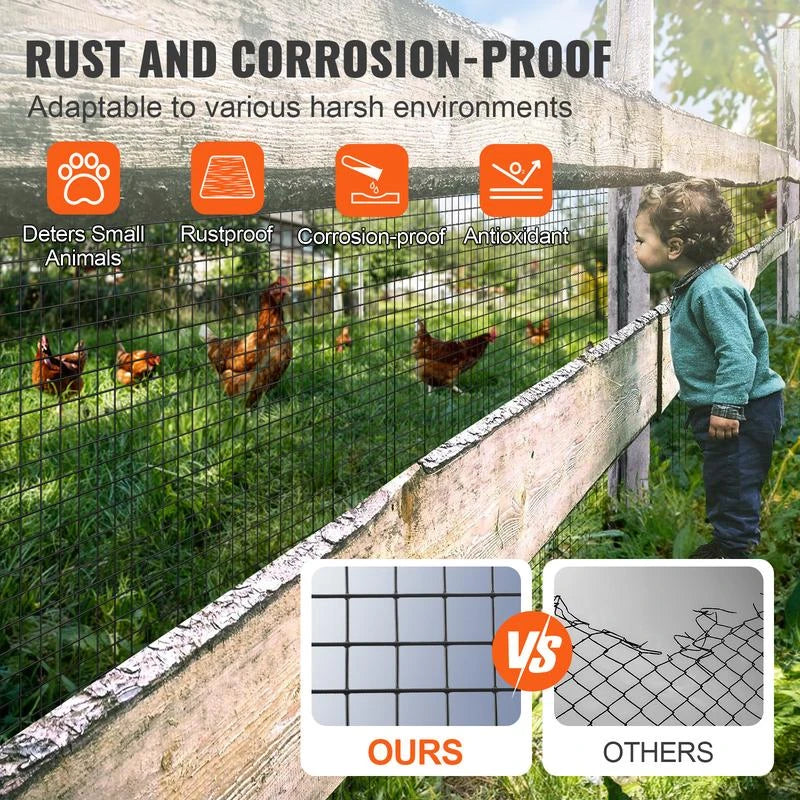 VEVOR Hardware Cloth, 48'' x 100' Galvanized Wire Mesh Roll, 19 Gauge Chicken Wire Fence Roll, Vinyl Coating Metal Wire Mesh for Chicken Coop Barrier, Rabbit Snake Fences, Poultry Enclosures - Size:: 24in*50 ft【16Ga】, Wire Diameter:: 16 Ga - Image 6