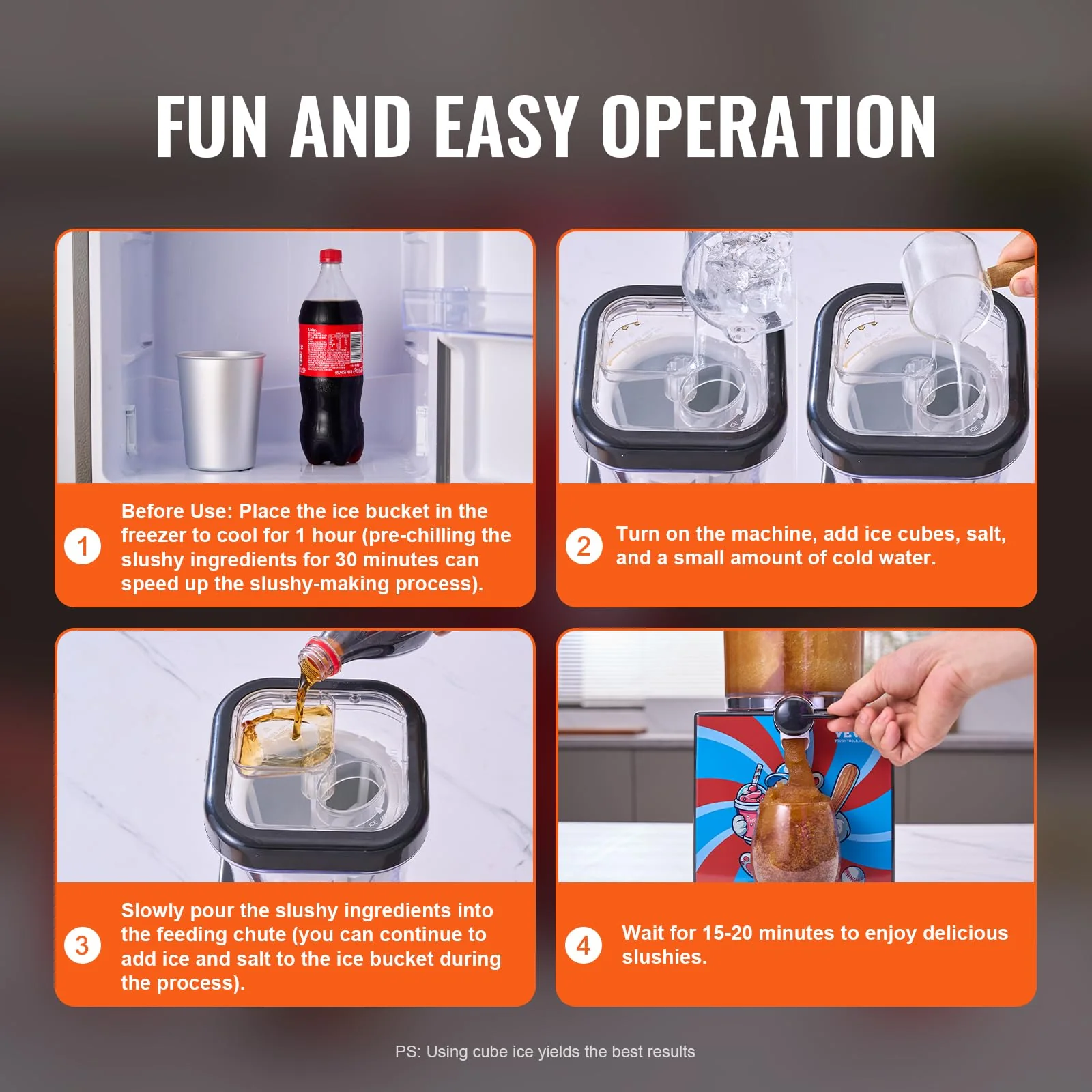 VEVOR Slushie Machine for Home, 34oz Tank Home-use Margarita Machine, Smoothie Frozen Drink Maker with Food-grade Materials, Slushy Machine for Home DIY, Kids' Parties, Black - Image 7