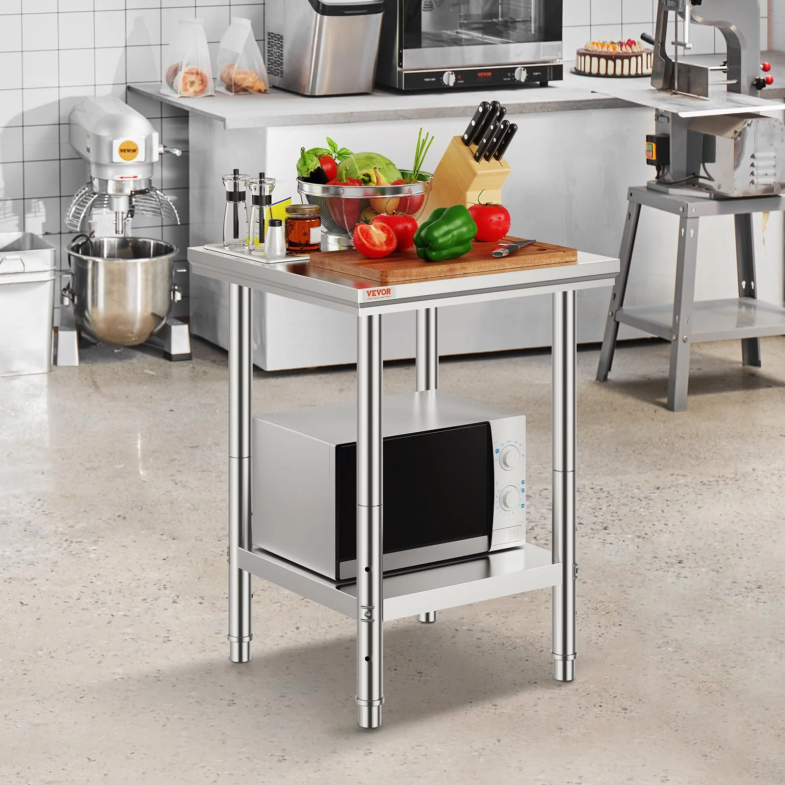 Vevor Stainless Steel 24 x 24 x 32 Inch Commercial Kitchen Prep & Work Table Heavy Duty Metal Work Table with Adjustable Feet for Restaurant, Home and Hotel : Industrial & Scientific - Image 3
