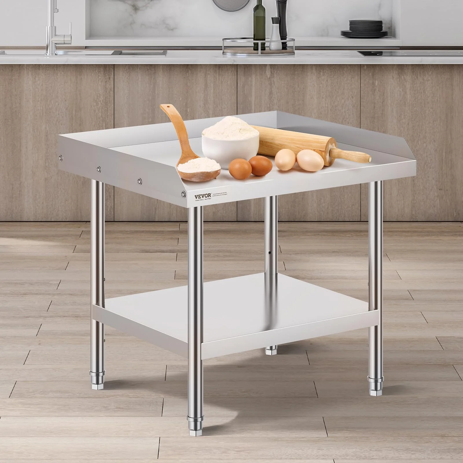 VEVOR Stainless Steel Equipment Grill Stand, 24 x 28 x 24 Inches Stainless Tables with Adjustable Storage Undershelf, Equipment Stand Grill Table for Hotel, Home, Restaurant Kitchen - Image 3