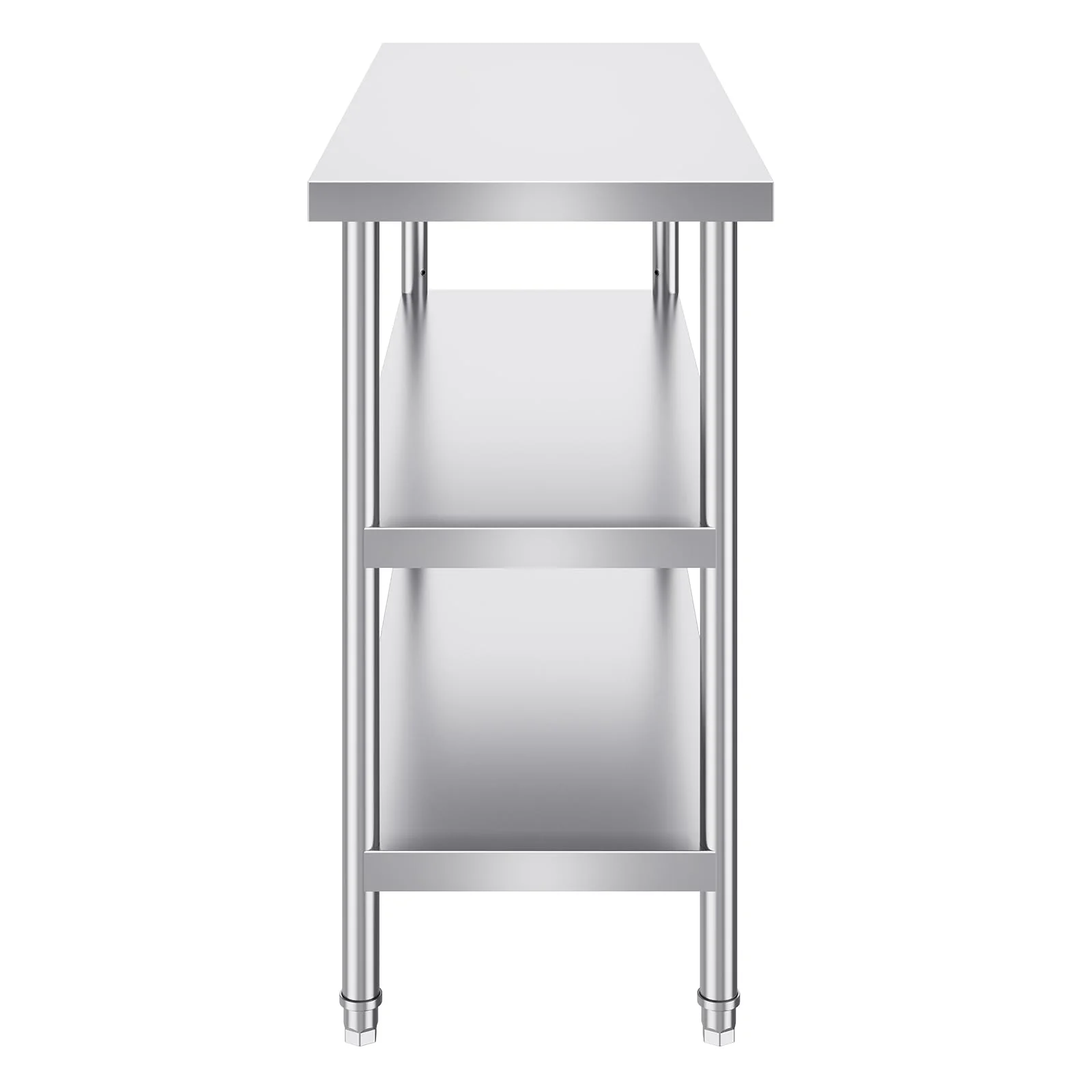 VEVOR Stainless Steel Food Prep Table, 18 x 48 x 34 Inch Commercial Kitchen Worktable, with 2 Adjustable Undershelf, Heavy Duty Prep Tables Metal Work Table for BBQ, Kitchen, Home, and Garage - Image 2
