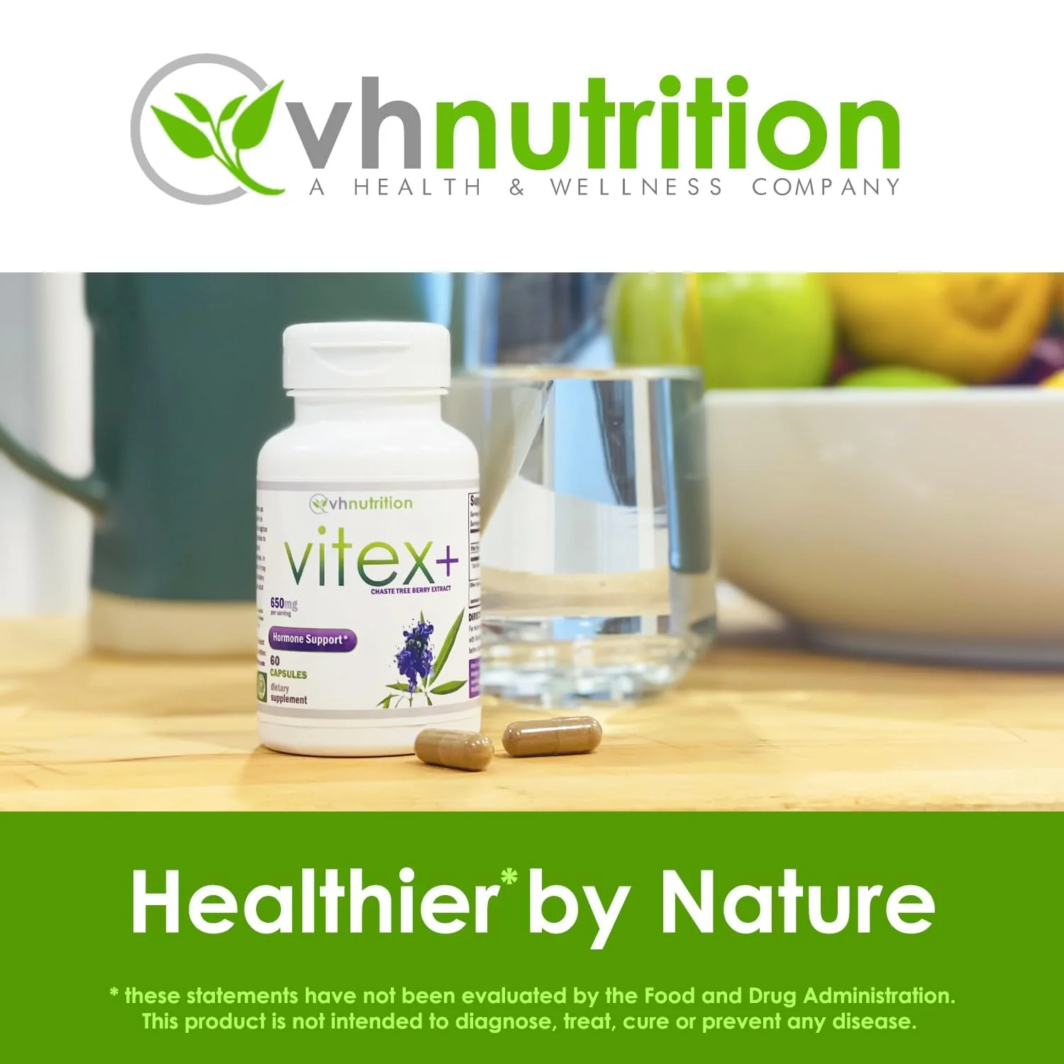 VH Nutrition VITEX+ | Vitex Chasteberry Supplement for Women | Hormonal Balance* and Fertility Support* | 650mg Per Serving of Vitex Berry Extract Powder | 60 Capsules - Image 2