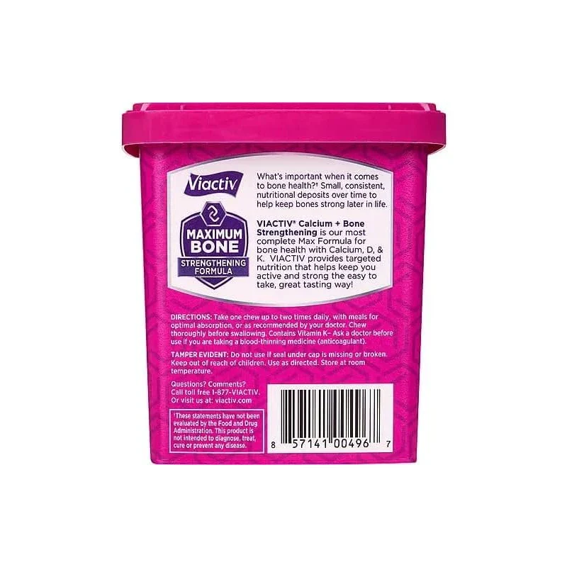 Viactiv Calcium +Vitamin D3 Supplement Soft Chews, Caramel, 60 Chews - Calcium Dietary Supplement for Bone Health - Image 4