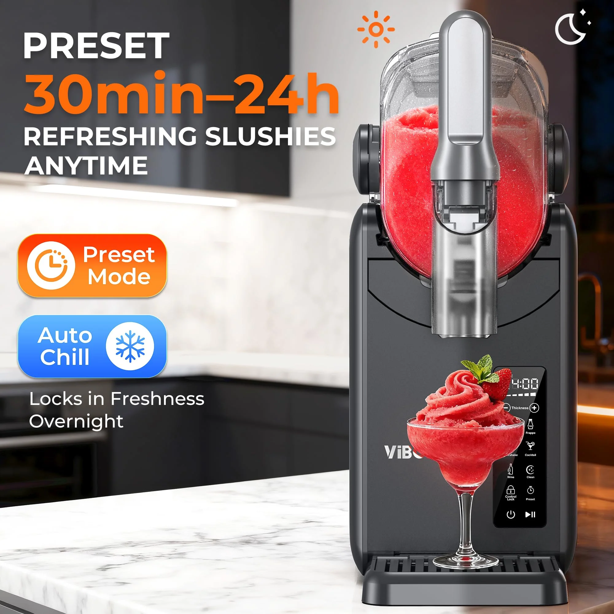 VIBOFROST 9-in-1 Slushie Machine for Home,88oz Frozen Drink Maker with Rapid Cooling&Auto-Clean,Quiet Ice Slush Maker for Margaritas,Milkshakes,Frappés&More, Perfect for Parties - Image 7