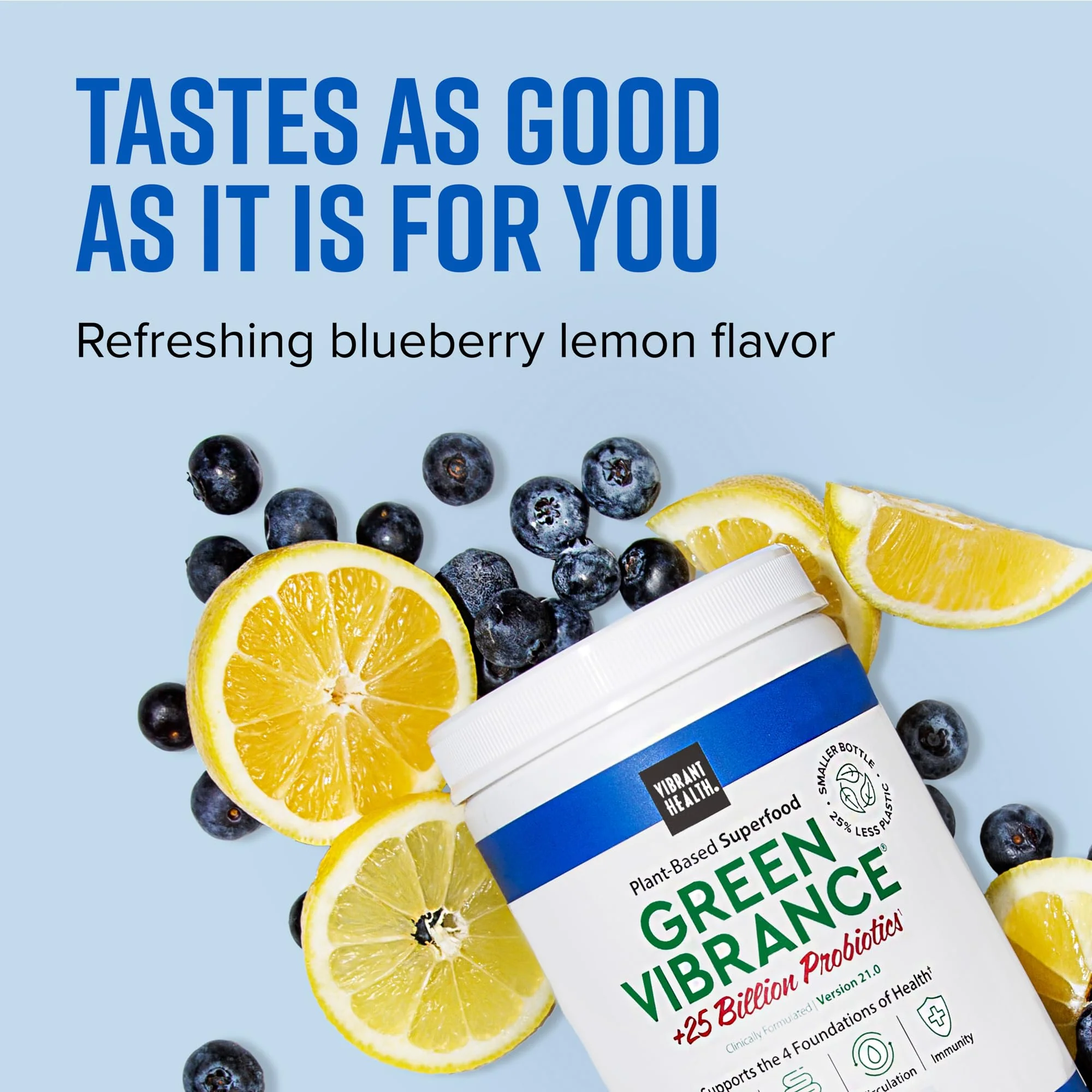 Vibrant Health, Green Vibrance, Superfoods Powder with 70+ Plant-Based Whole Foods & 25 Billion Probiotics Per Serving, Blueberry Lemon, 25 Servings - Image 8