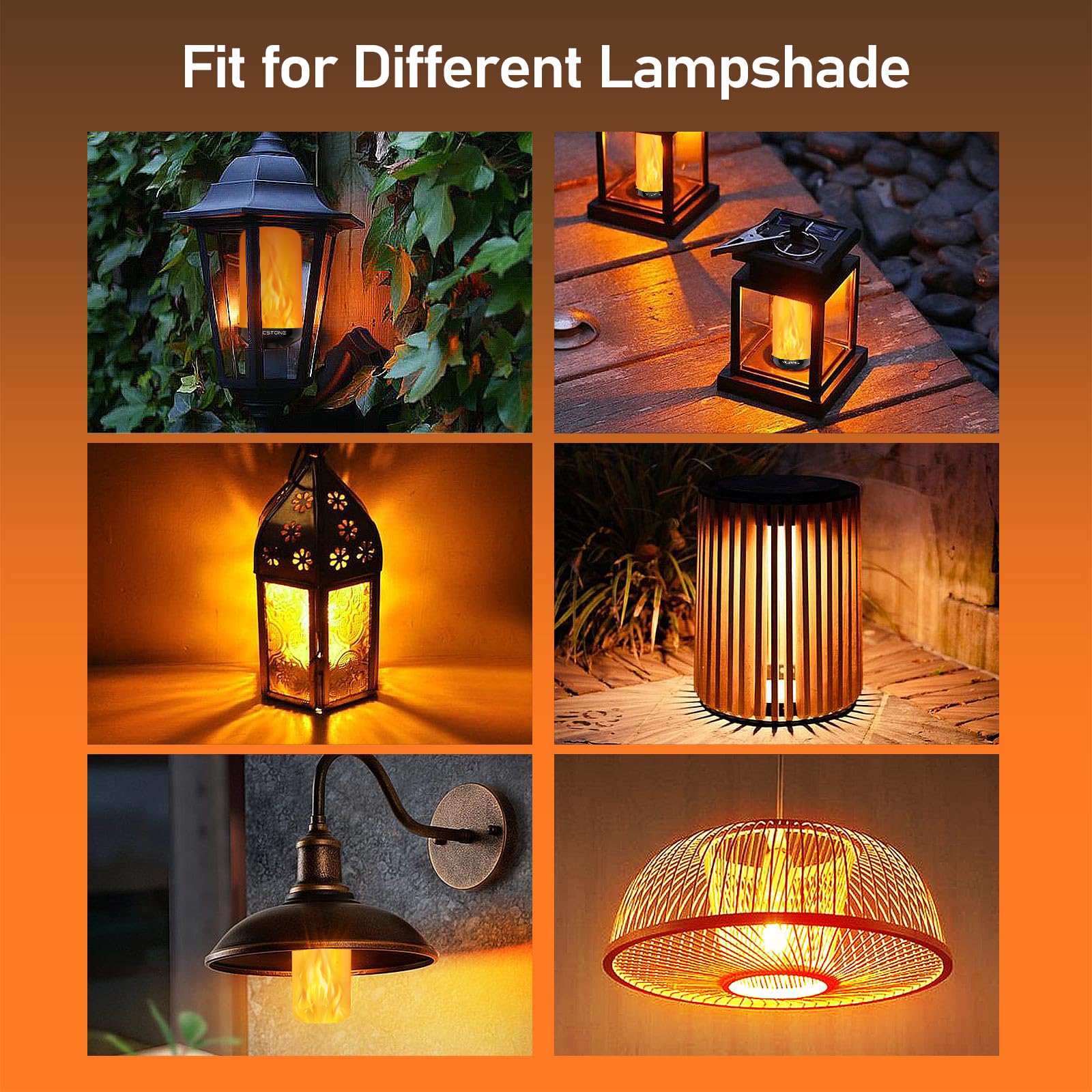 Vicstone Upgraded LED Flame Light Bulbs, 4-Mode Flickering Light Bulbs with Upside Down Effect, E26 27 Fire Light Bulb for Porch Party Patio Home Halloween Christmas Indoor Outdoor, 4 Pack - Image 2