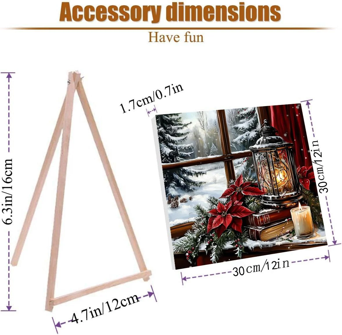 VIGEGU 4 Pack Christmas Paint by Numbers Kit for Adults with Framed,Deer Bell Lantern Gnome Paint by Number with Wooden Easel DIY Adult Painting by Number Kits for Wall Decor for Wall Decor 12x12in - Image 4