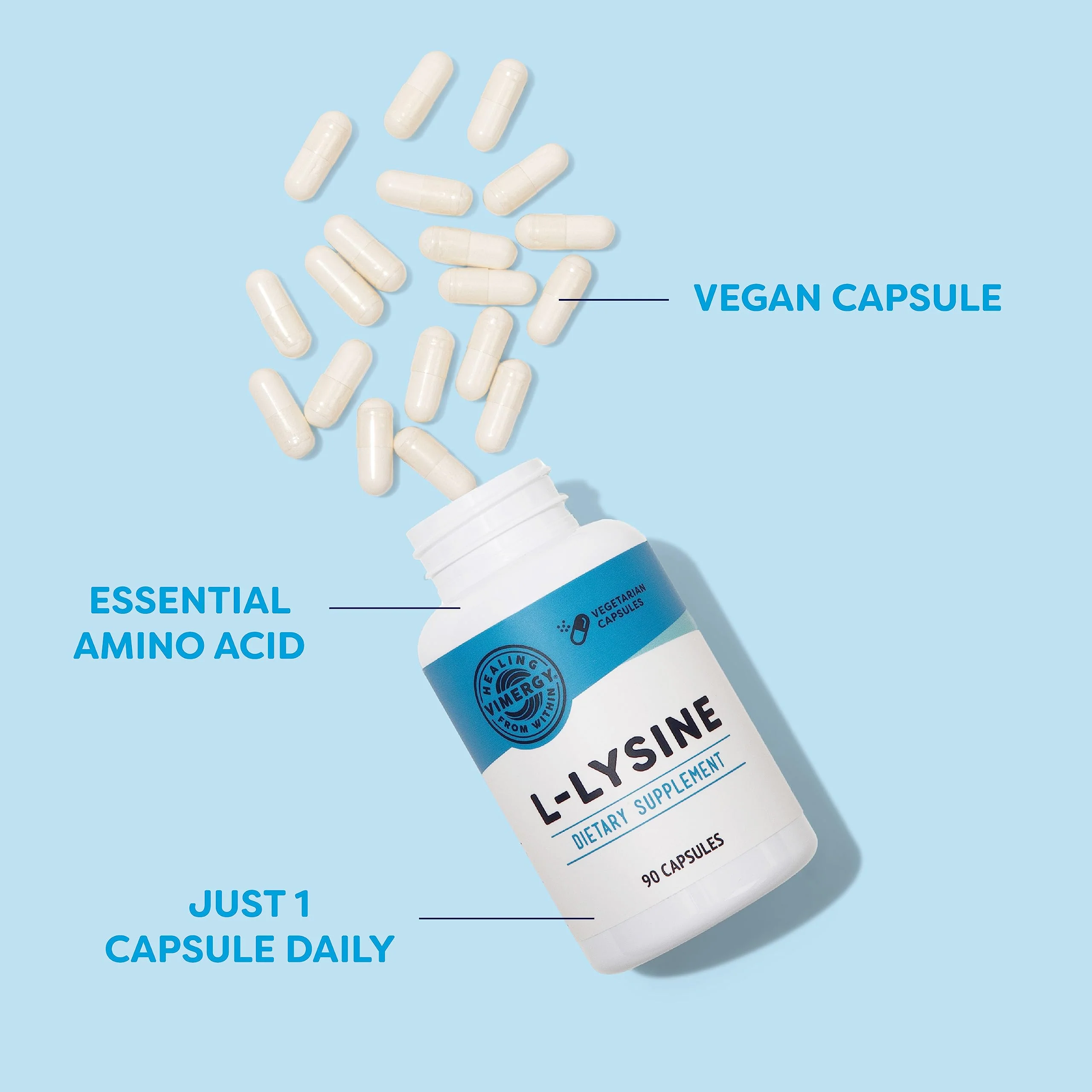 Vimergy L-Lysine – Promotes Healthy Skin, Hair & Nails* – Supports Healthy Metabolism* – Vegan, Non-GMO & Gluten-Free – 90 Capsules - Image 3