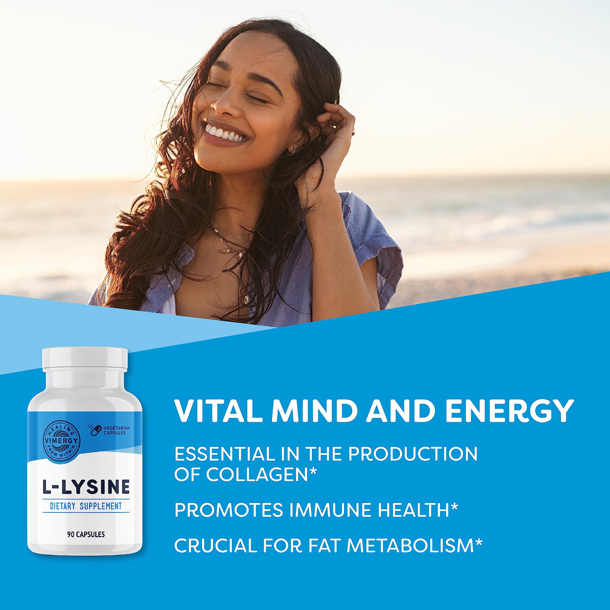 Vimergy L-Lysine – Promotes Healthy Skin, Hair & Nails* – Supports Healthy Metabolism* – Vegan, Non-GMO & Gluten-Free – 90 Capsules - Image 4