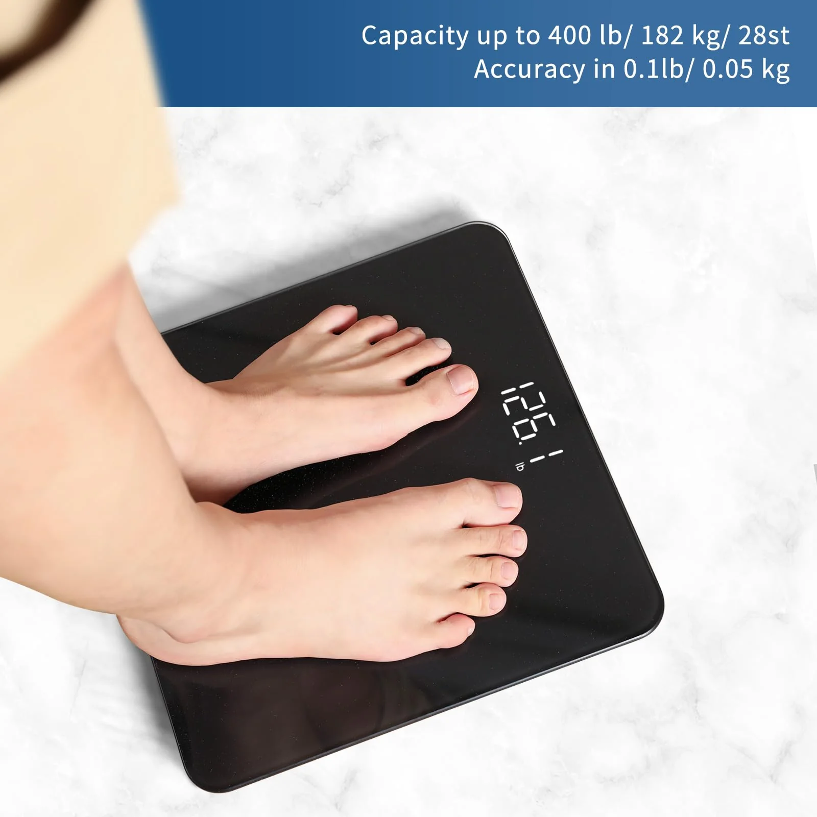 Vitafit Digital Bathroom Scale for Body Weight, Weighing Professional Since 2001, Clear LED Display and Step-On, 3*AAA Batteries Included, 400lb/182kg, Spray Silver Black - Image 7