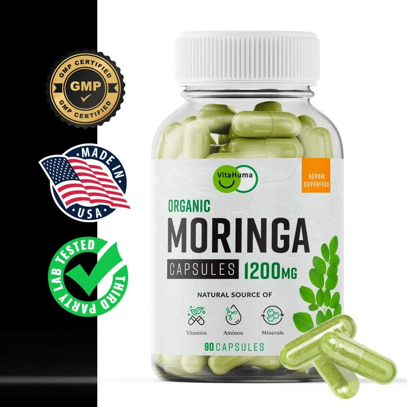 Vitahuma Organic Moringa, Nutrient-Dense Antioxidant Support With Vitamin C, A, E, Calcium, Potassium, Iron, Magnesium, Protein & Amino Acids for Hydration & Energy, Vegan, 1200 MG Per Serving, 30 Day Supply - Image 8