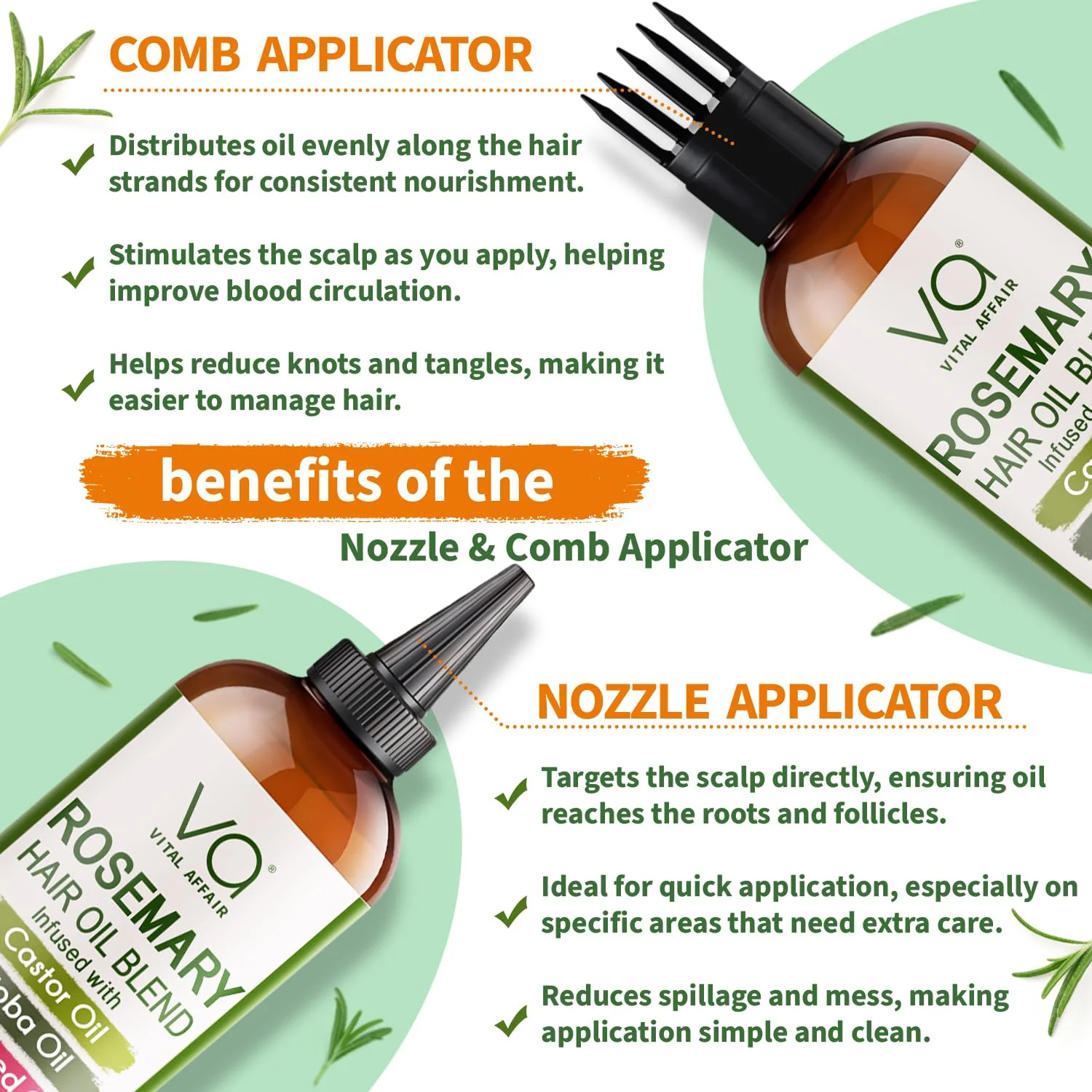 VITAL AFFAIR Blend Of Pure Rosemary Oil With Castor, Batana, Jojoba Oil - Infused With Biotin & Vitamin E-Blend of Effective Hair Oils for Hair Growth-Strengthening Treatment 6 Fl Oz - Image 5