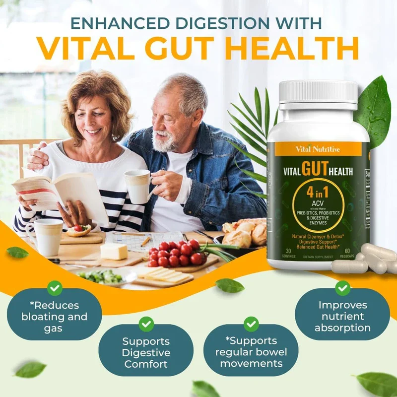 Vital Gut Health 4in1 Formula with Apple Cider Vinegar, Prebiotics & Probiotics, Digestive Enzymes for Strong Immunity Support and Complete Gut and Digestion Support - Image 4