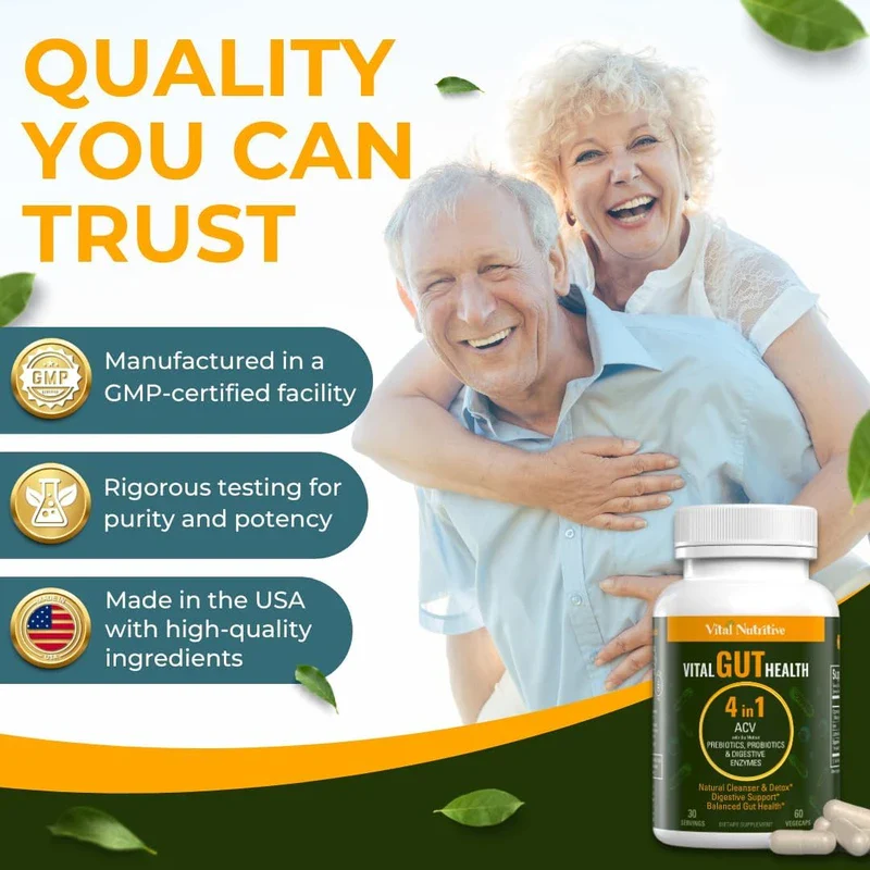 Vital Gut Health 4in1 Formula with Apple Cider Vinegar, Prebiotics & Probiotics, Digestive Enzymes for Strong Immunity Support and Complete Gut and Digestion Support - Image 7