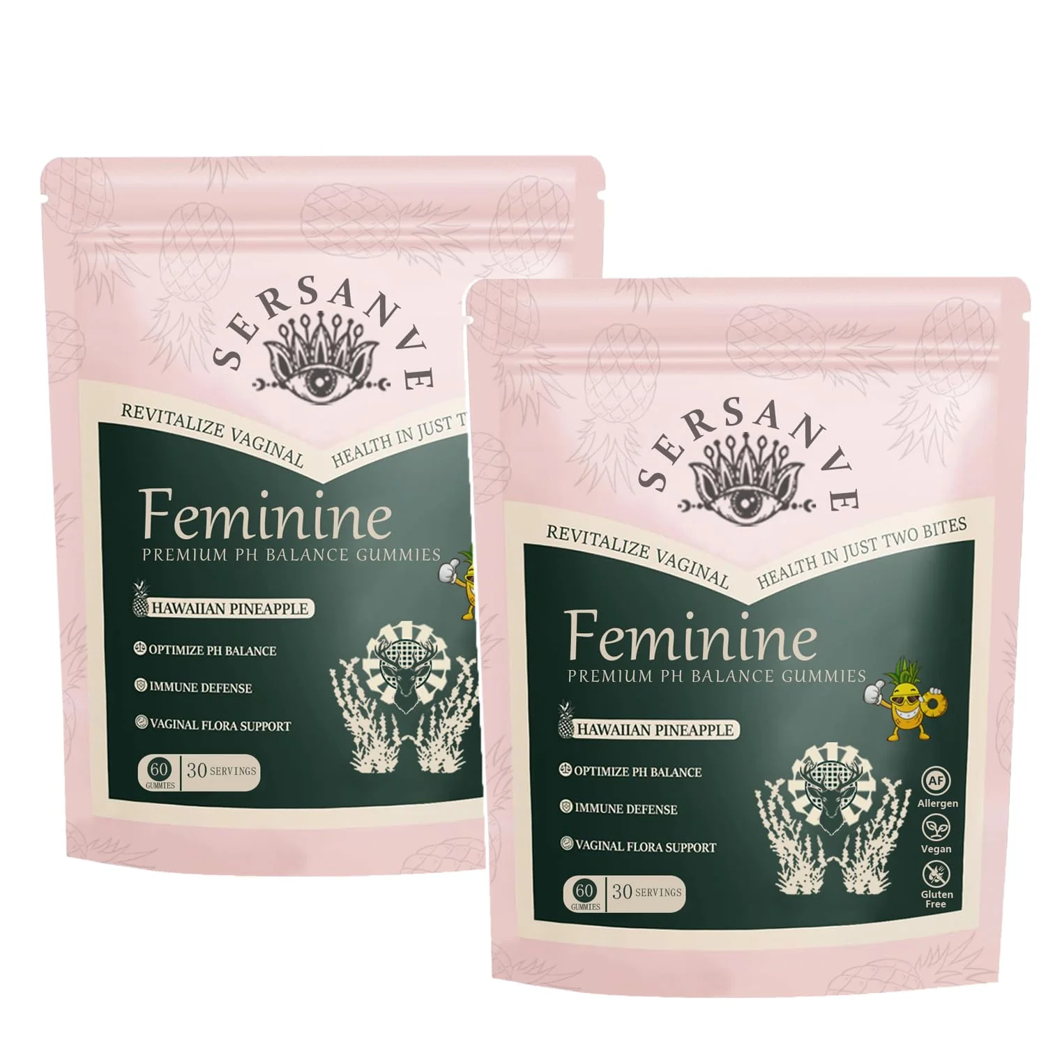 Vital Natural Feminine Balance Gummies for Women Health, Hawaiian Pineapple Flavor, Vegan, Gluten-Free ,Supports Women Vitality & Gut Health - 60 Gummies (2)