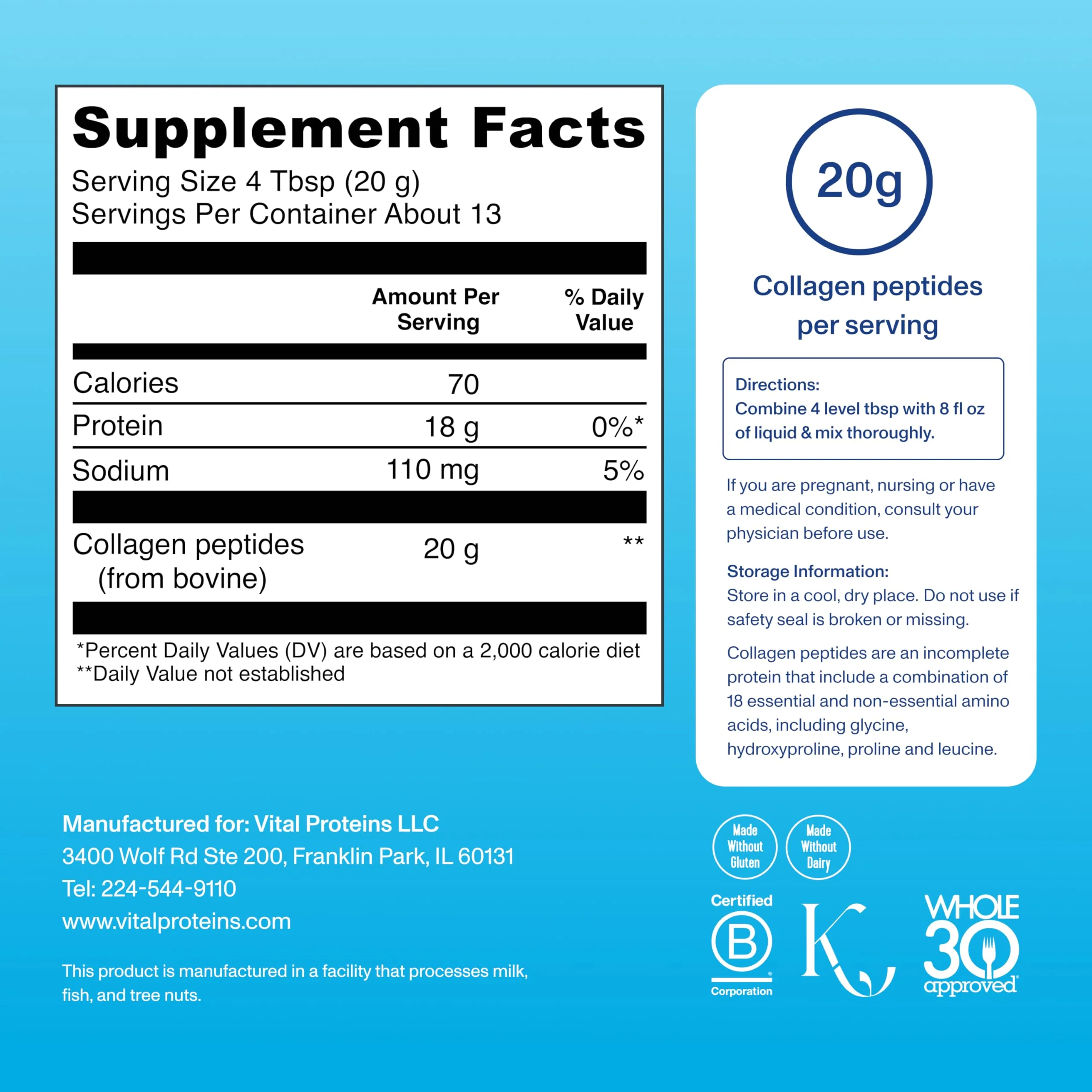 Vital Proteins Collagen Peptides Powder - Supports Hair, Nail, Skin, Bone & Joint Health, Unflavored, Collagen Protein 9.33 OZ - Image 7