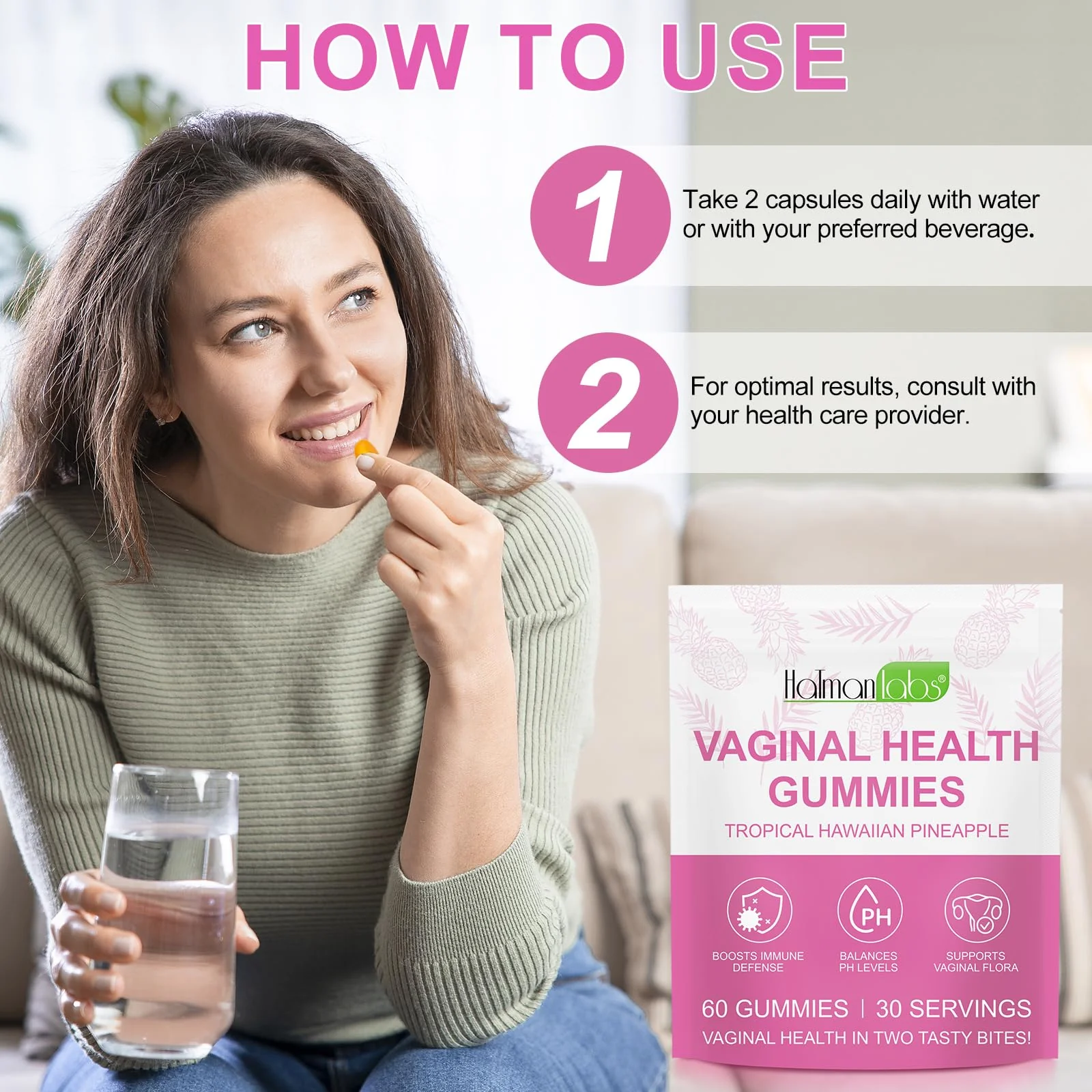 Vital Source Feminine Gummies - Feminine Balance Gummies for Women ph Natrual Famale Balance Cummie - Collagen Gummie - Pineapple PH Balance Gummie for Women Support Women’s Health - 60PCS - Image 4