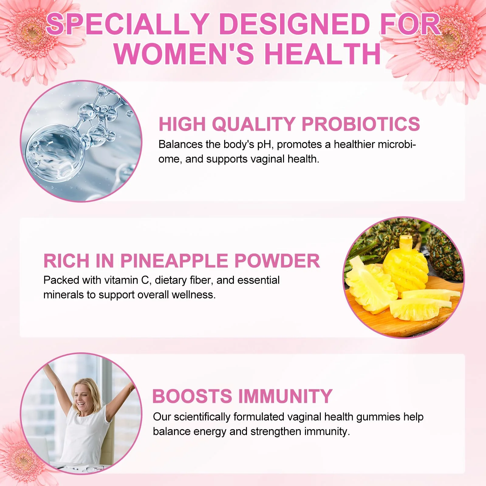Vital Source Feminine Gummies - Feminine Balance Gummies for Women ph Natrual Famale Balance Cummie - Collagen Gummie - Pineapple PH Balance Gummie for Women Support Women’s Health - 60PCS - Image 5