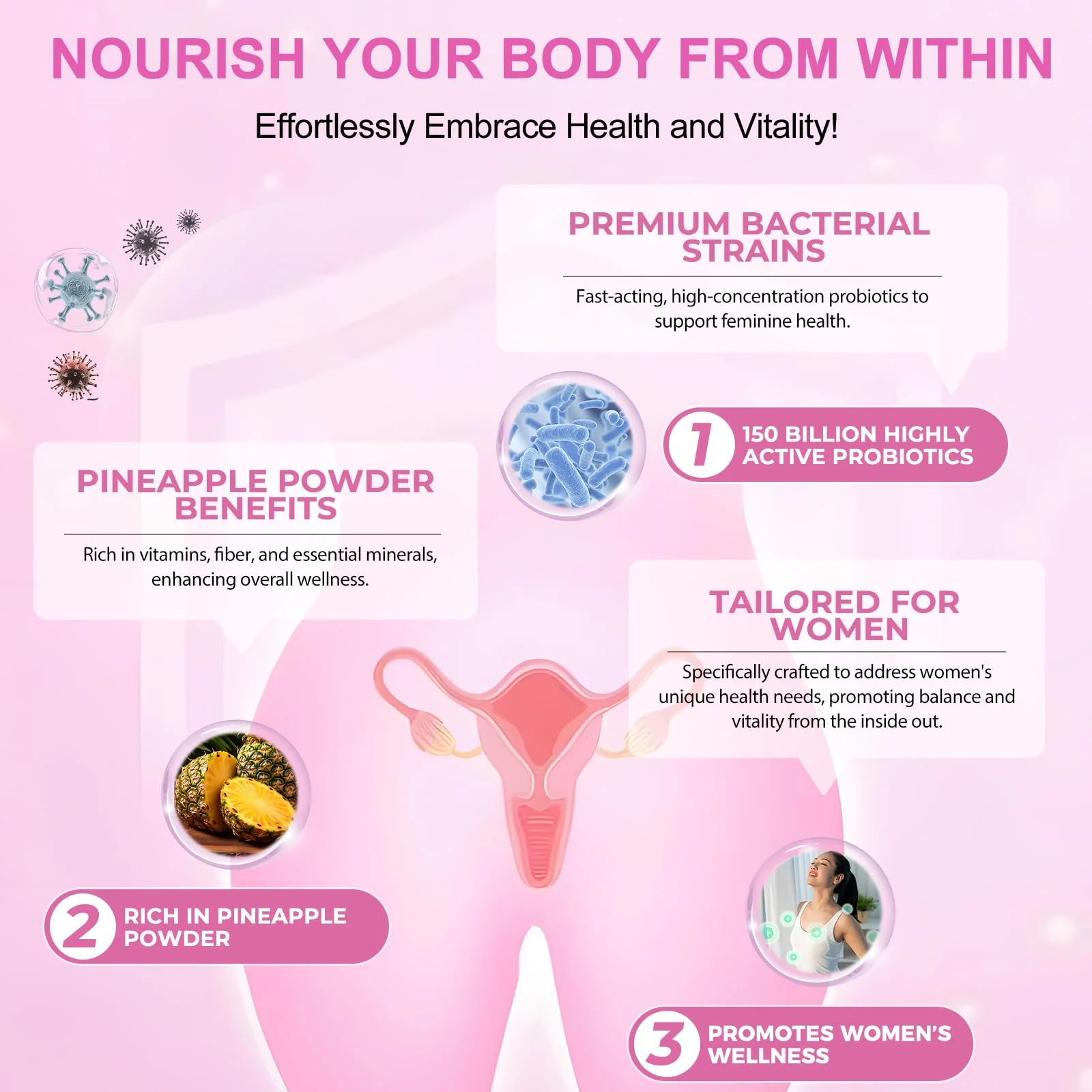 Vital Source Feminine Gummies - Feminine Balance Gummies for Women ph Natrual Famale Balance Cummie - Collagen Gummie - Pineapple PH Balance Gummie for Women Support Women’s Health - 60PCS - Image 6